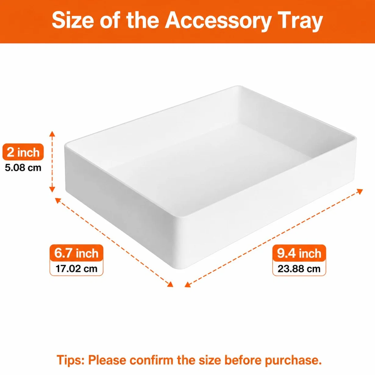 Amazon Basics Organiseur en plastique rectangulaire Grand format 24 x 17 x 5 cm Blanc
