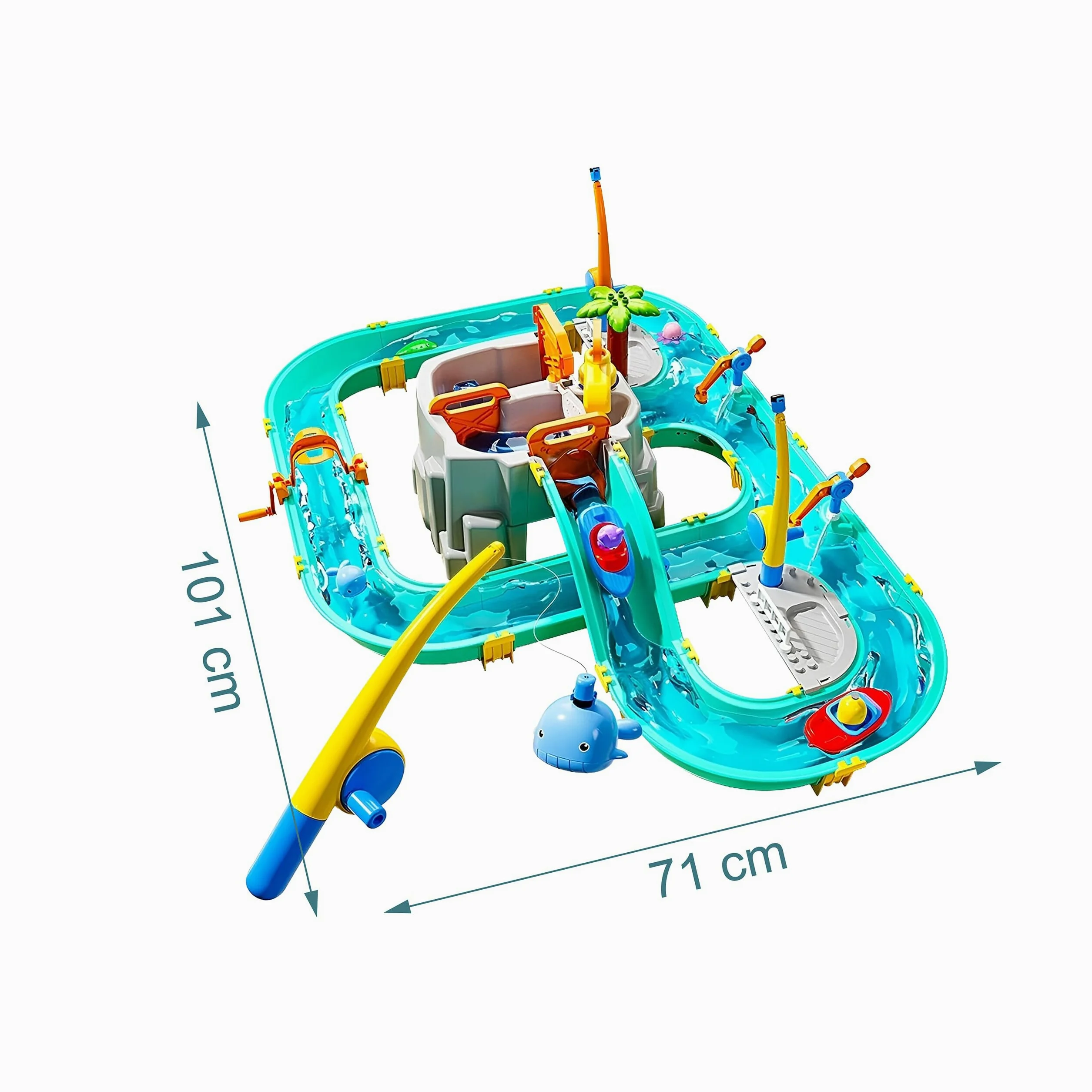 Relaxdays Piste Aquatique Enfants, extérieur, Bateaux & pêche, Canal, Plastique ABS/PP, 71x71x101 cm, Multicolore