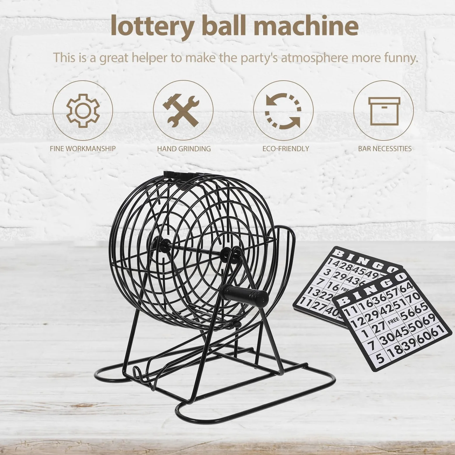 Jeu de Loto Bingo en Fer Noir, Machine à Tirage Manuelle pour Bars et Maisons, de Table Multifonctionnel Engageant et Robuste
