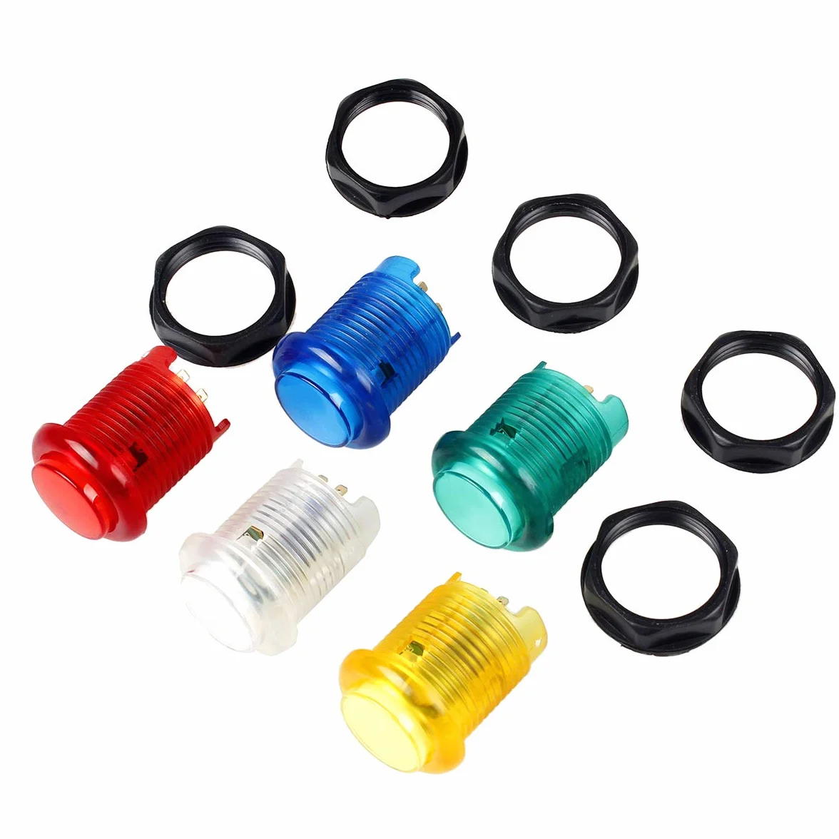 EG Starts 5x 30mm Arcade LED Lights Push Button Built-in Switch 5V Illuminated Buttons For Arcade Machine Games DIY Kit