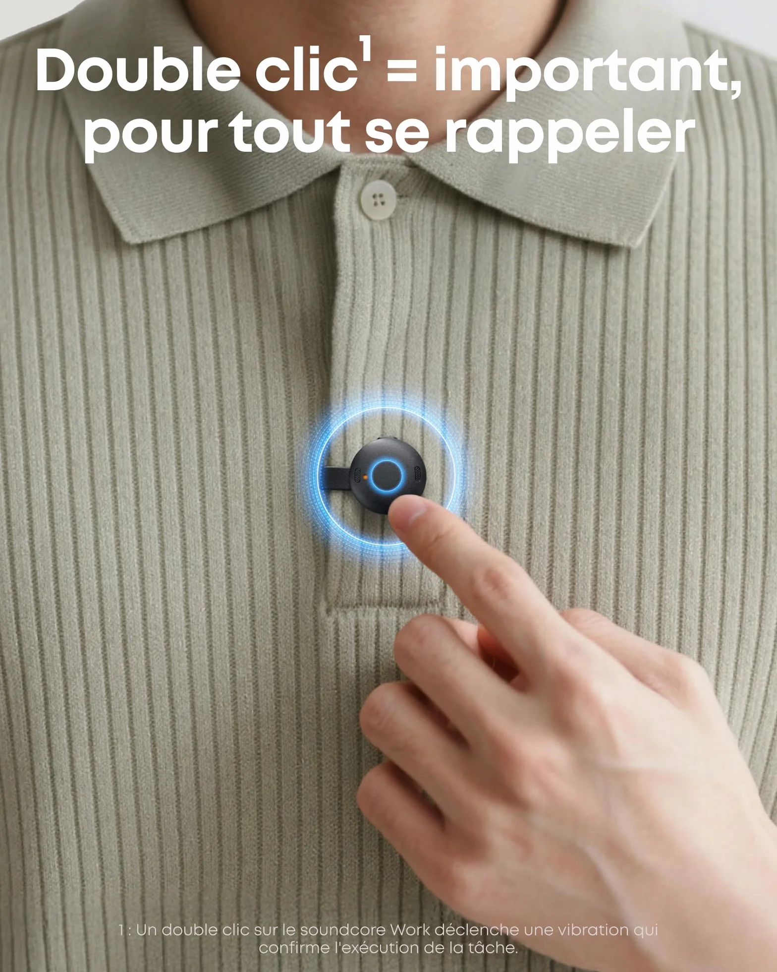 soundcore Work par Anker Enregistreur Vocal Portable IA avec Transcription et Résumés IA, Certifié MFi