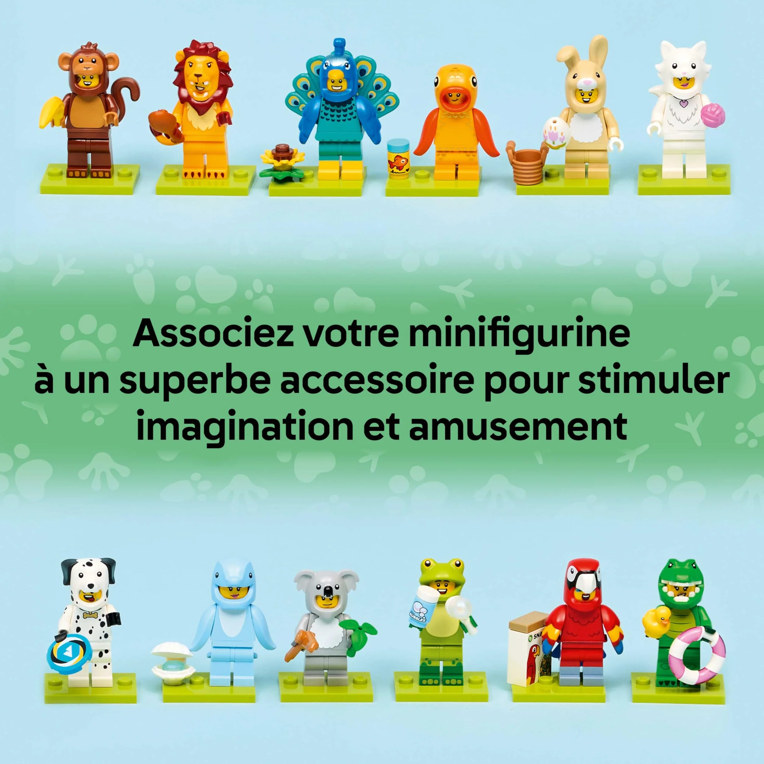 LEGO Minifigures Série Animaux 28 - Boîte Mystère 71051 - 1 des 12 Jouets Surprises à Collectionner - Figurines Dont Lion, Lapin, Chat & Dauphin - Pinata dès 5 Ans