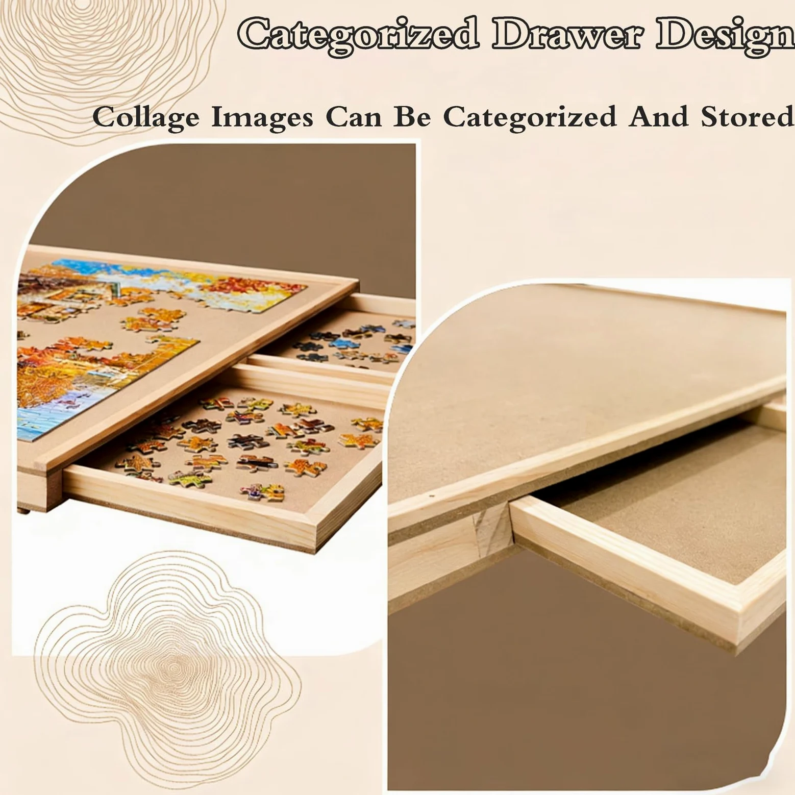 Plateau De Puzzle Bois,Table De Puzzle avec Rangement,Table à Puzzle Portable,Puzzle Table LéGer Et Portable,AntidéRapante,avec Tiroirs De Tris,Peut Contenir Jusqu'à 1000 PièCes