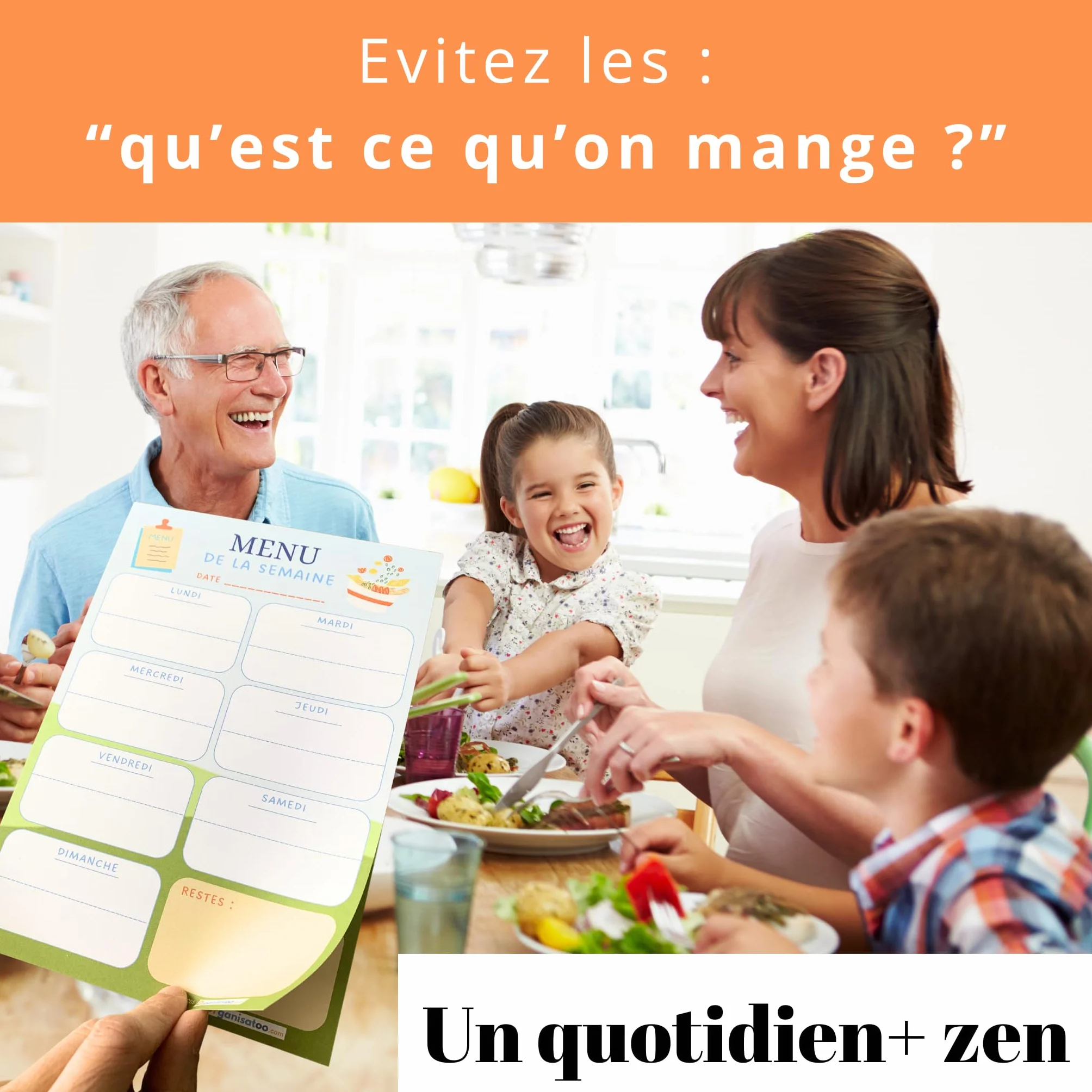 Bloc menu de la semaine - planificateur des repas hebdomadaire A5 - organisation quotidien 50 pages
