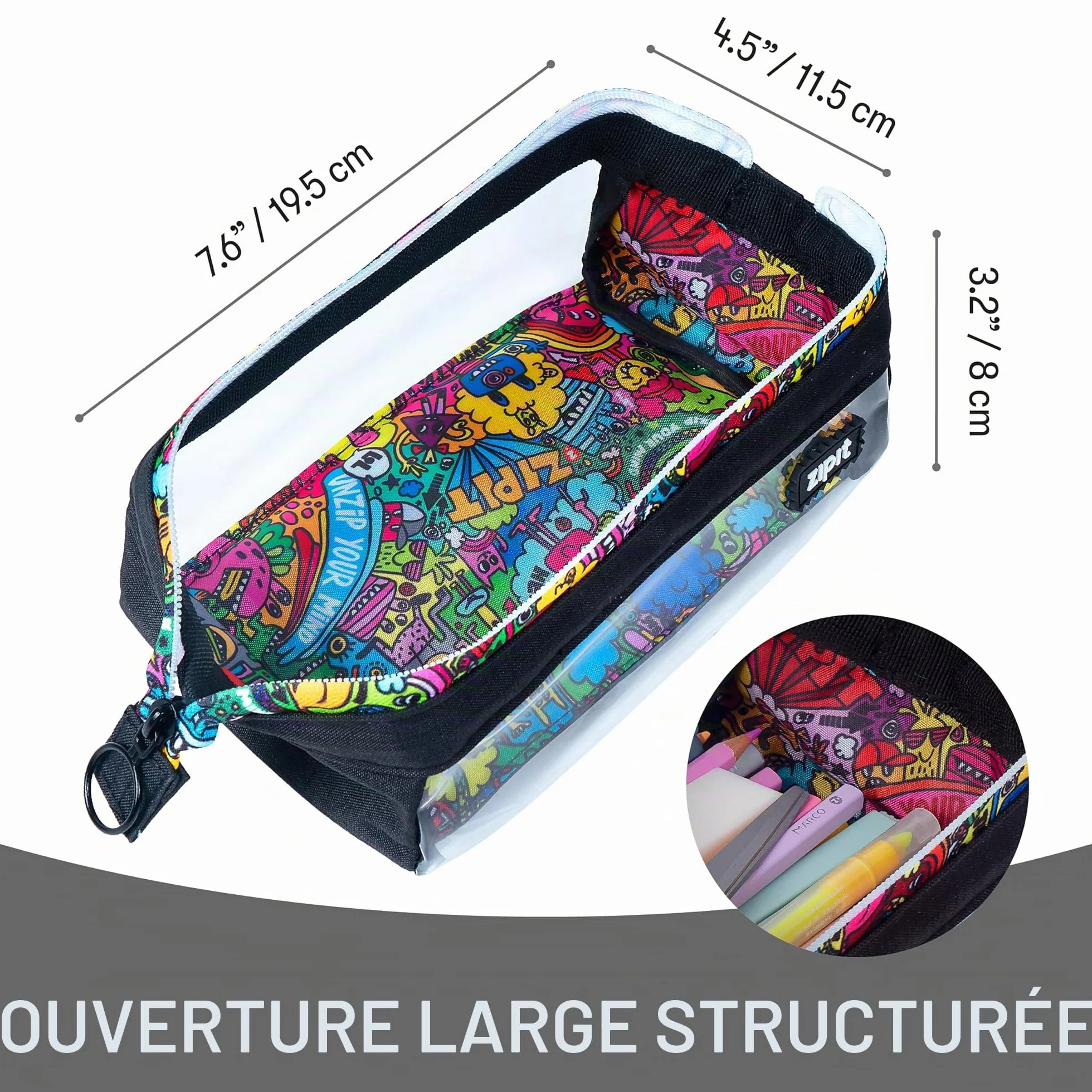ZIPIT Lenny Trousse à Crayons Grande Capacité pour École et Bureau