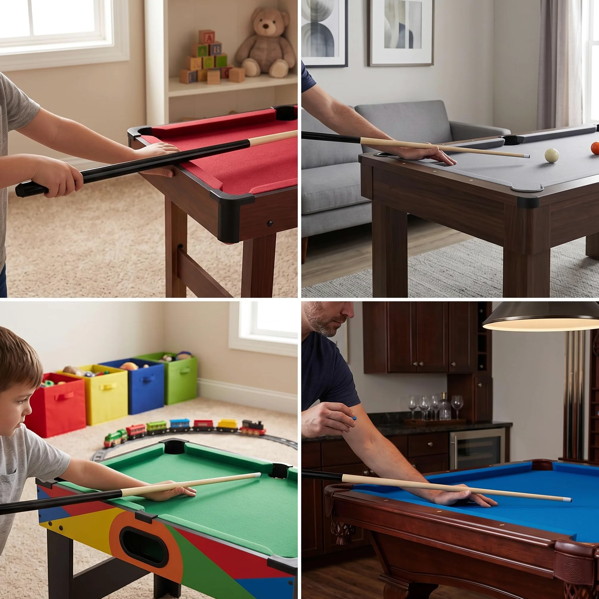 Queue Billard Américain en Bois Pièces pour Enfants et Espaces Restreints, pour pour Salle