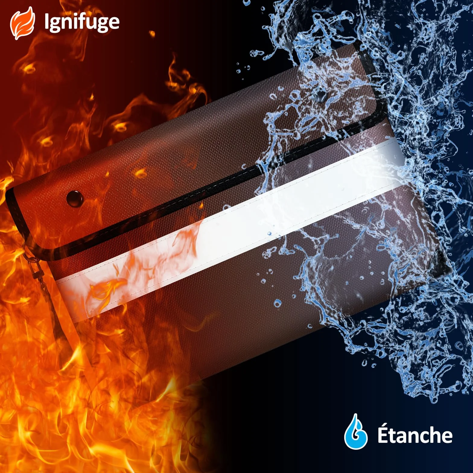 Vailoin Pochette Anti feu Résistante 2800℃ Certification UL94 V-1 Sac Ignifugé Étanche