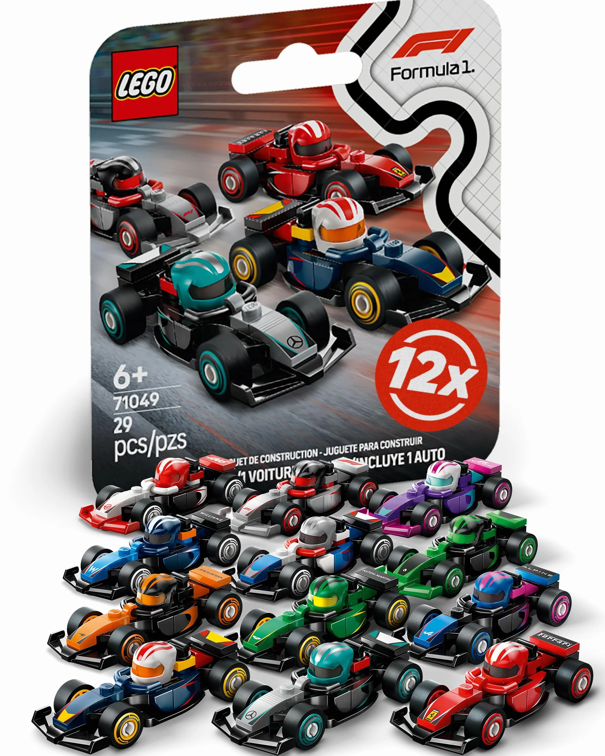 Lego F1 Voiture de course série 71049, 12 voitures de Formule 1, kit complet de figurines