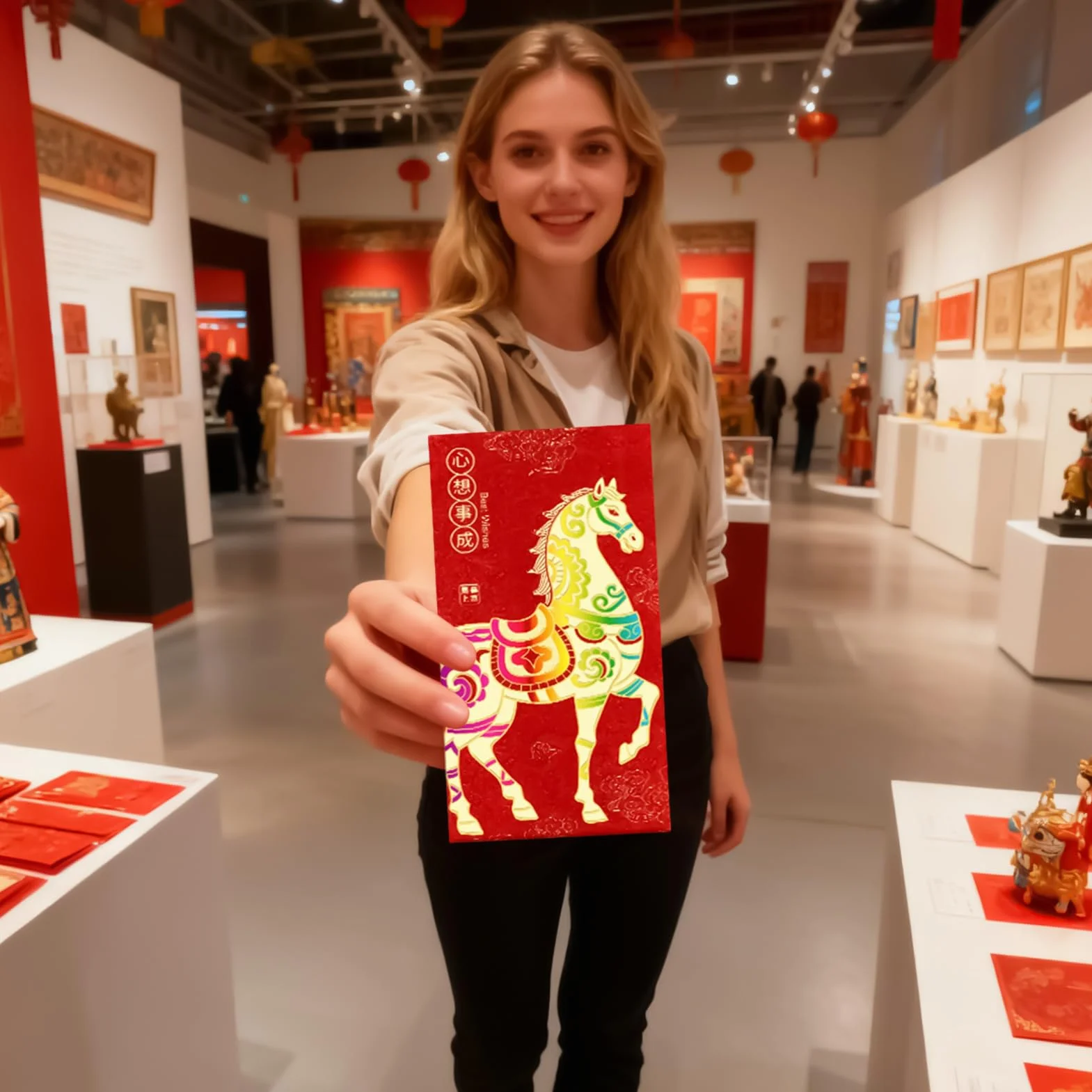 Enveloppe Rouge Chinoise Nouvel An Chinois 6 Pièces Grand 2026 Paquet Argent Rouge Feuille Année Cheval