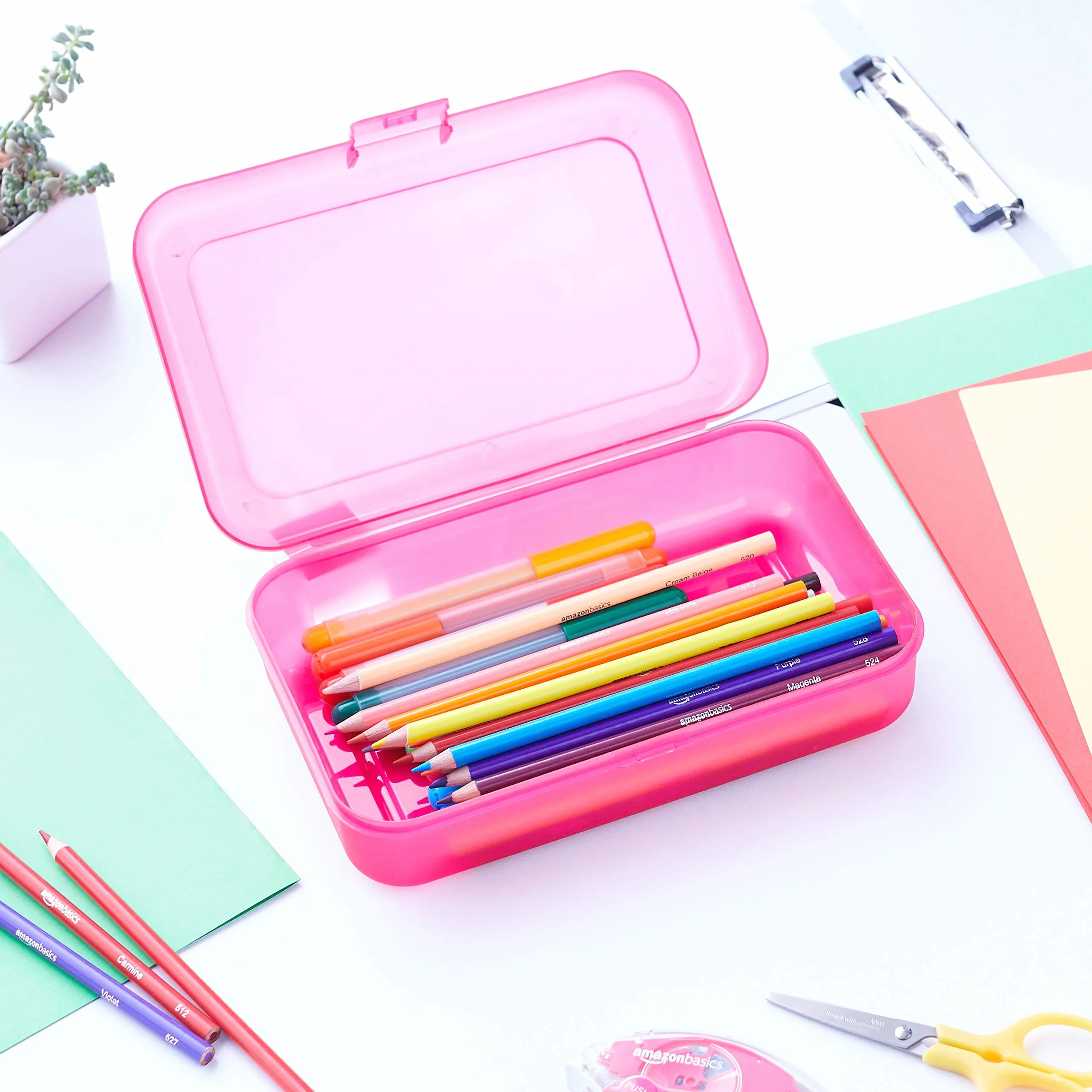 Amazon Basics Boîtes à crayons 4 pièces Multicolore