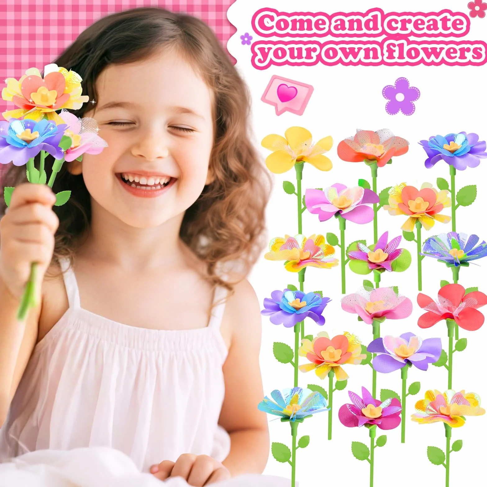 DIY Tissu Bouquet de Fleurs Kit 36pcs Accessoires Artisanat pour Arrangements Floraux Créatifs