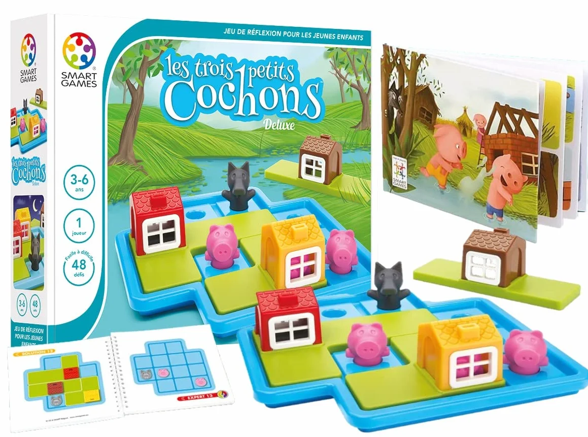 SmartGames Les Trois Petits Cochons Jeu de Réflexion 48 Défis 1 Joueur 3-6 Ans