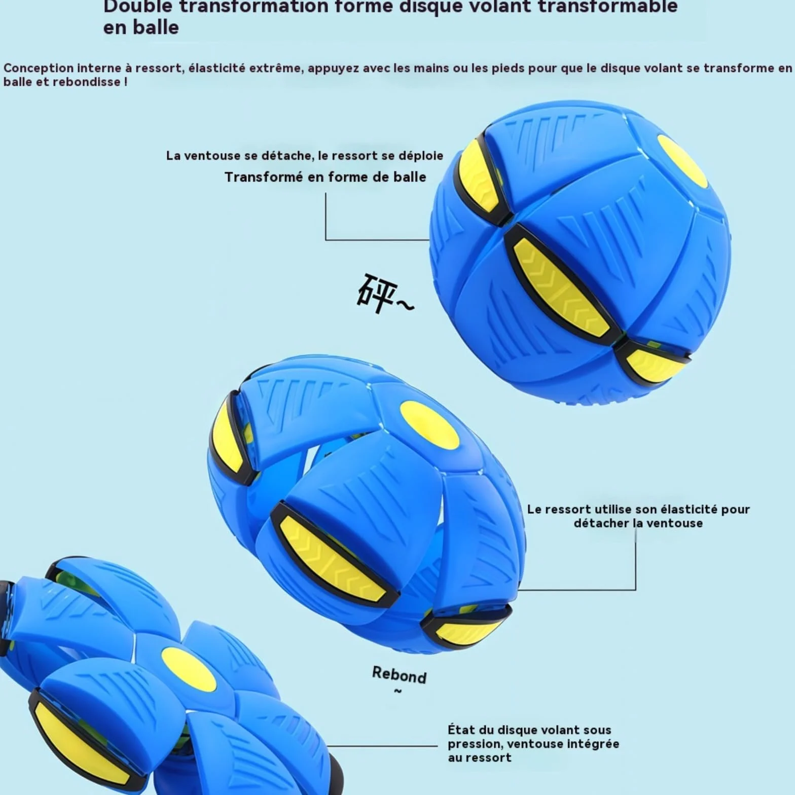 Generisch Ballon Sauteur pour Enfants, Soucoupe Volante Magique, Jouet Lumineux