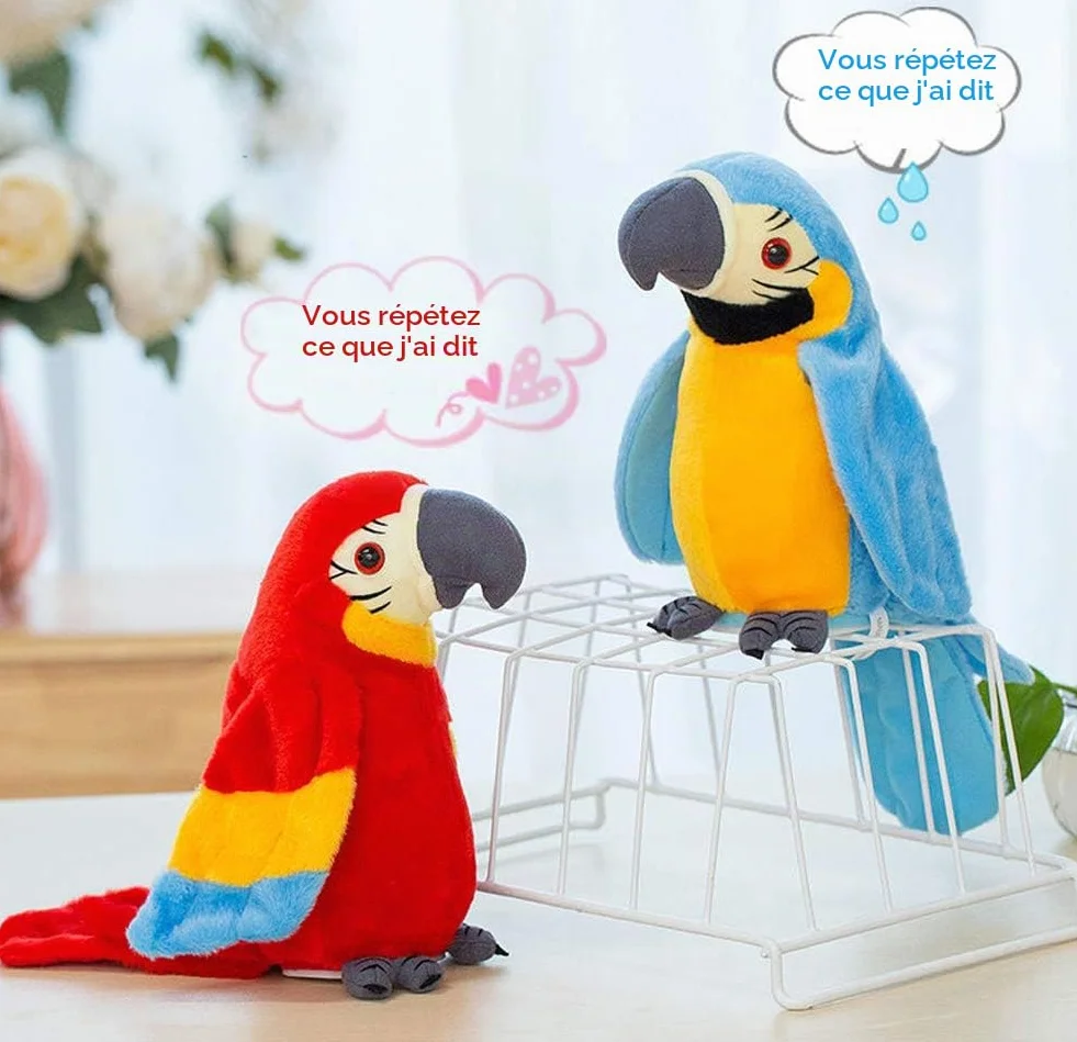 Jouet Perroquet en Peluche Imite le Son Animaux Répétez ce que vous dites Ailes électronique Oiseau Interactif Cadeau Noël Anniversaire