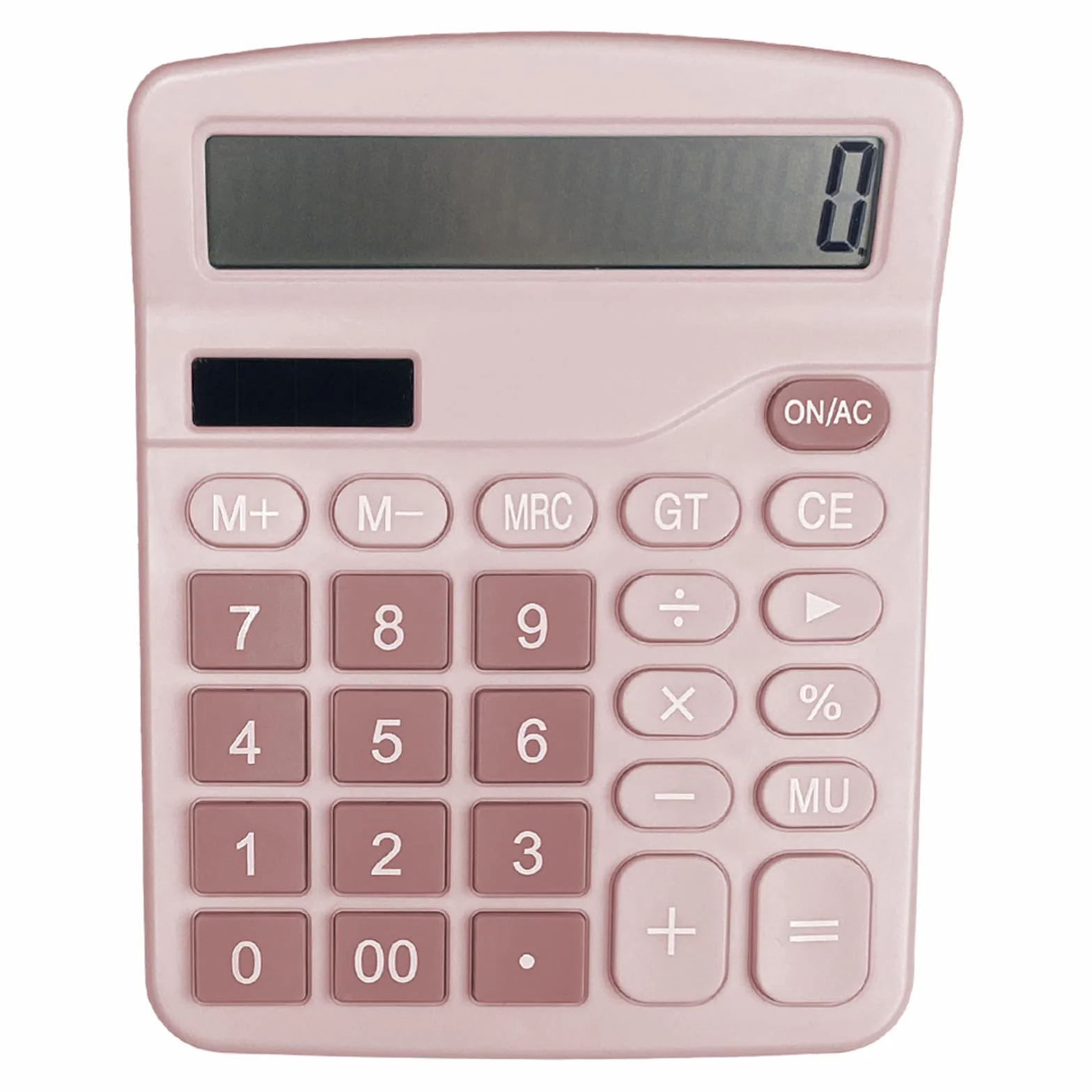 Calculatrice Solaire Grand Écran LCD 12 Chiffres, Mini Calculatrice Standard, Grands Boutons, Rose