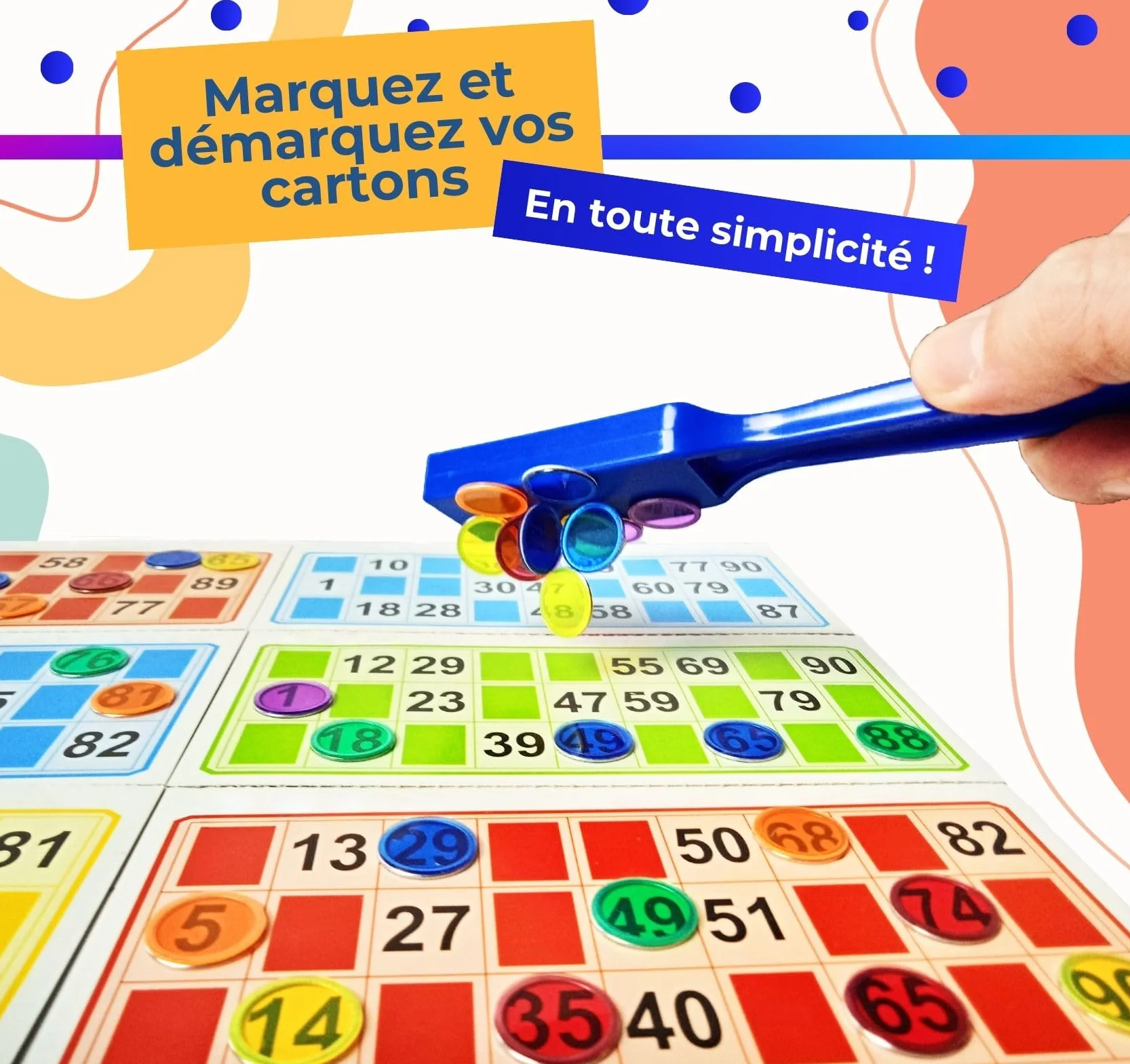 Bolibo JETON Loto magnétique - 100 Pions 17 mm - Couleur au Choix Bleu