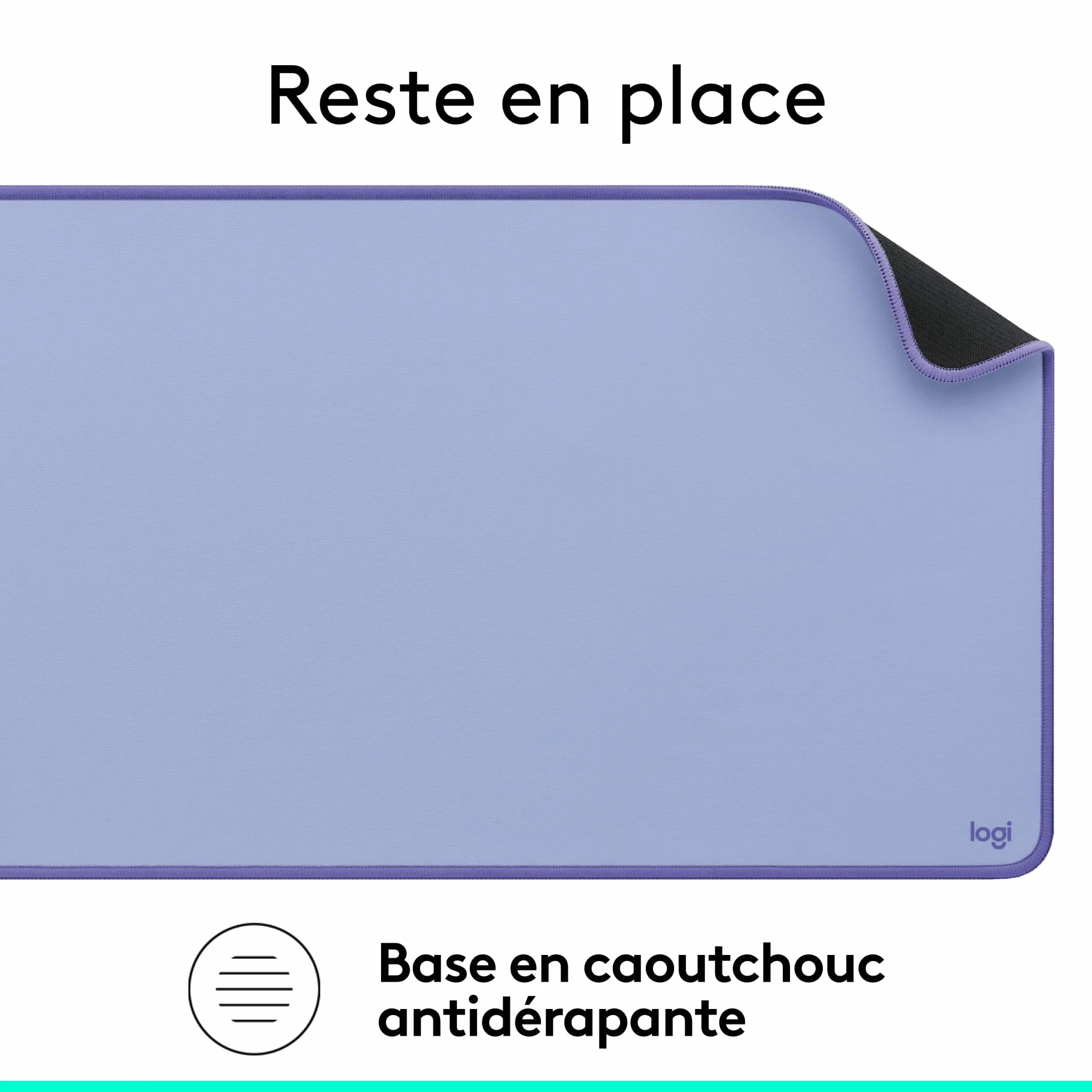 Logitech Tapis de Bureau Studio Large Multifonctionnel Anti-Dérapage Imperméable Lilas