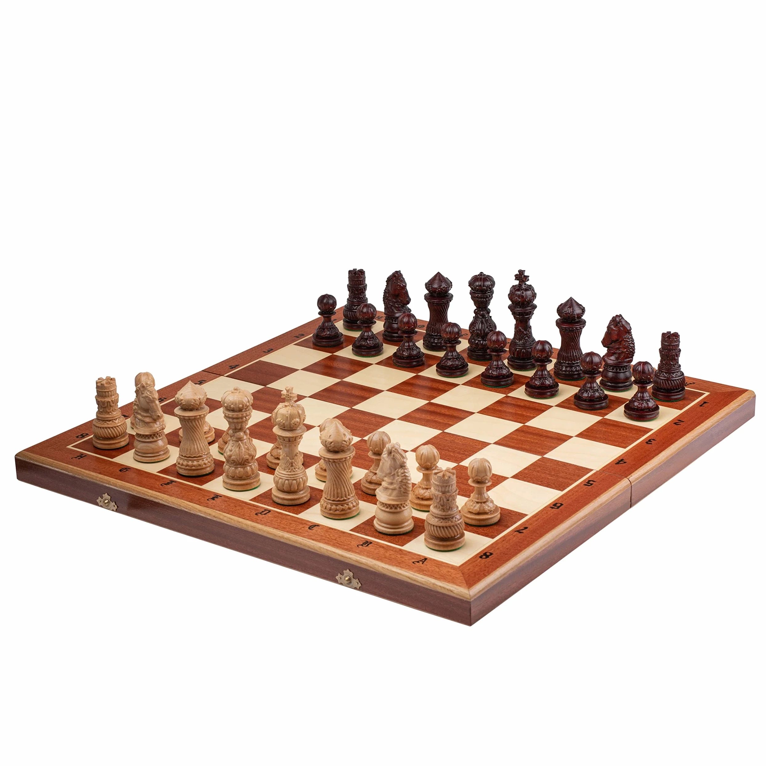 Master of Chess The Crown Jeu d'échecs de Luxe SCULPTÉ À LA Main Chef-d'œuvre | Pièces d'échecs exceptionnelles et échiquier Professionnel incrusté