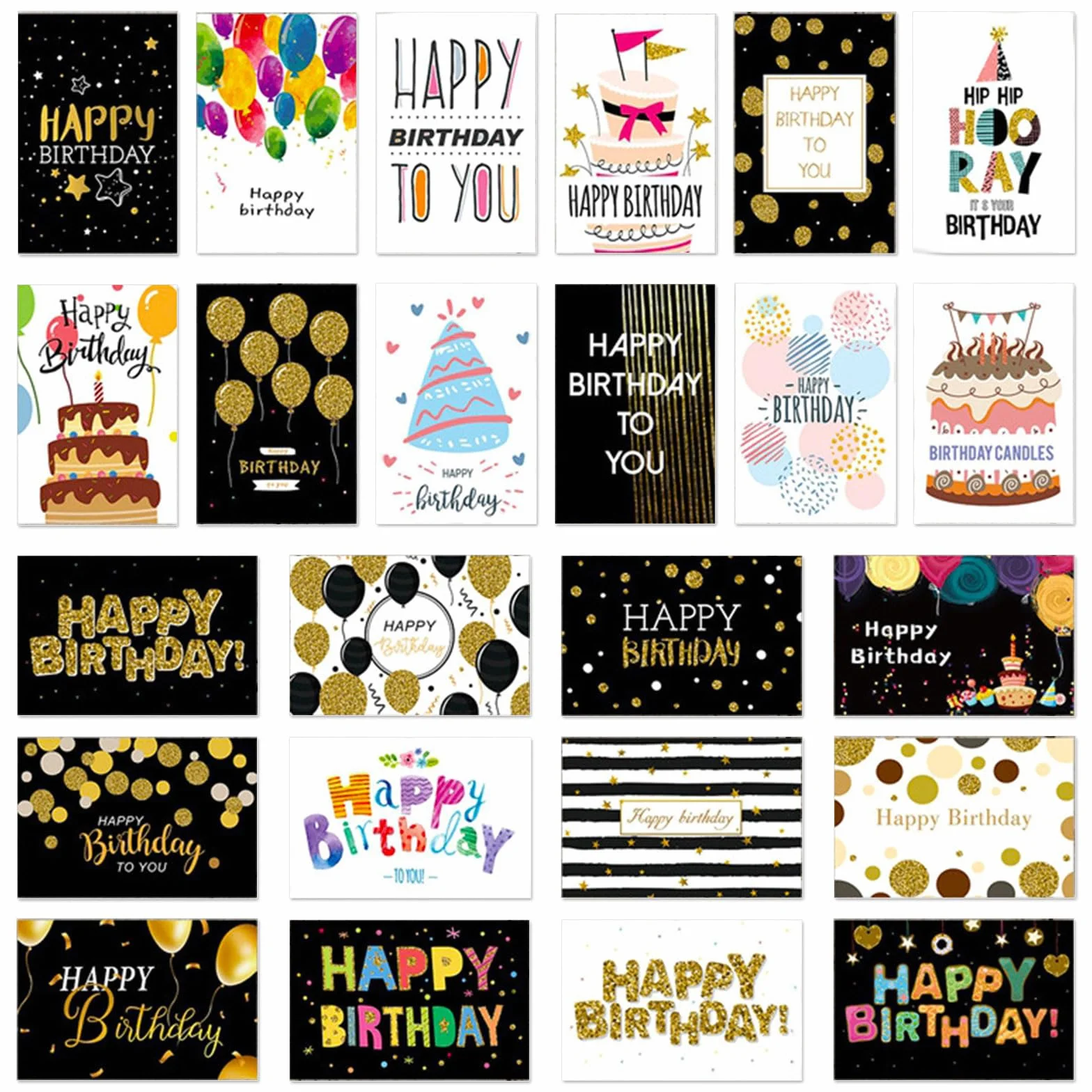 Lot de 24 Cartes d'anniversaire avec Enveloppe et Autocollants, Carte de Vœux Anniversaire Femme Homme Enfants