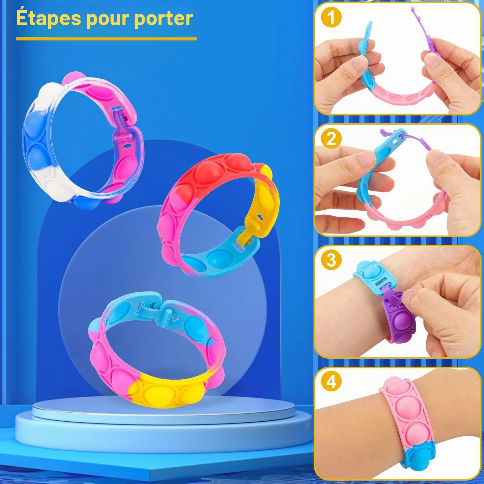 Bracelet Enfants Réglable en Silicone Doux, 30 Pièces, 15 Couleurs, Cadeau Anniversaire