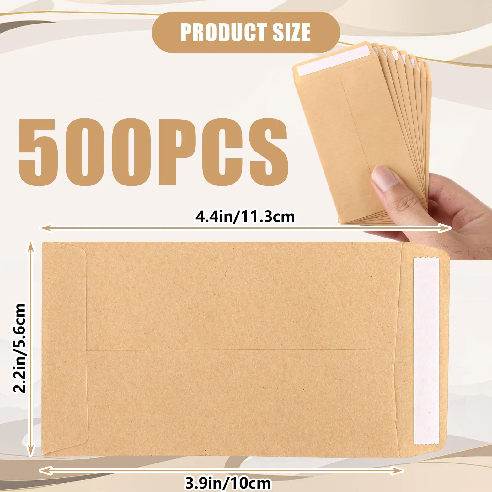 Enveloppes autocollantes papier kraft 6x10 cm lot de 500 marron