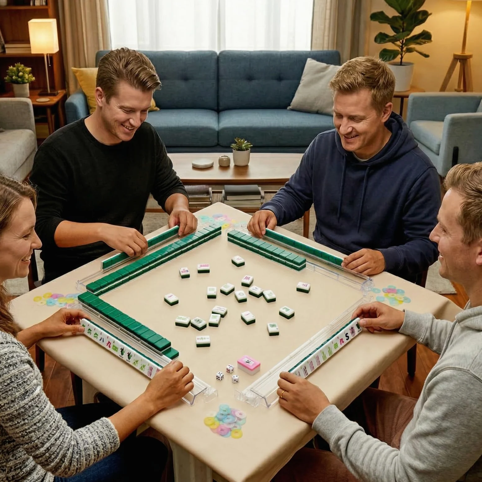 Ensemble de carreaux de mahjong américain (4 couches), 3,1 cm avec sac de transport, ensemble de mahjong de voyage vert 160 pièces, 4 supports tout-en-un, poussoirs et accessoires, cadeaux