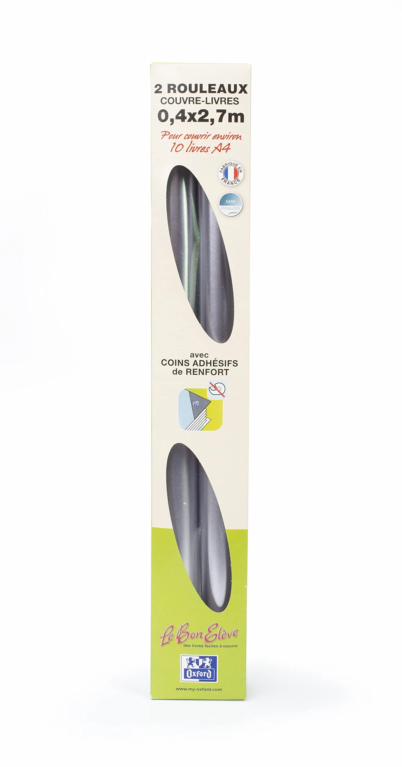 OXFORD Couvre Livres Transparent Lot de 2 40x270cm PVC Lisse 8/100ème