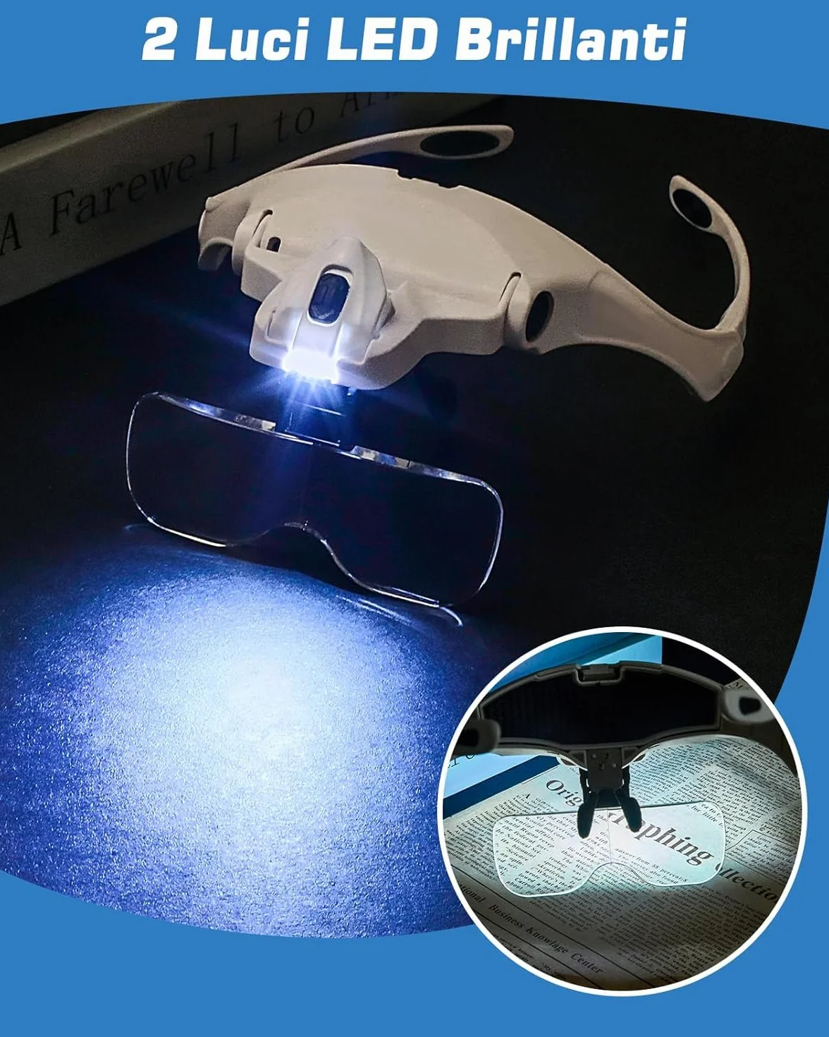 Anpro Lunette Loupe LED 5 Lentilles 1.0X-3.5X pour Travaux de Précision