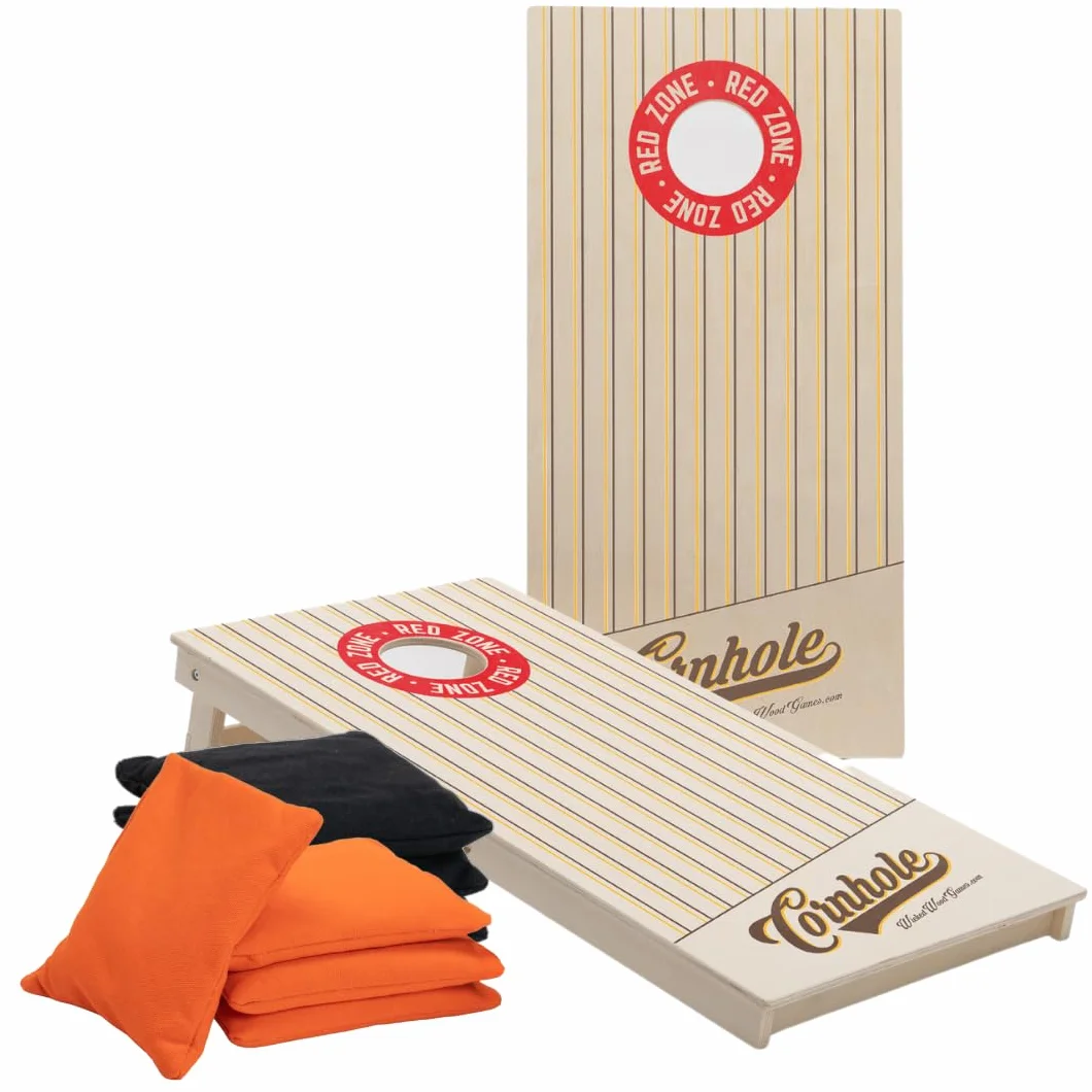 Wicked Wood Games Ensemble de cornhole officiel 120 x 60 cm – Taille compétition – Produit sous licence ACL – Comprend 2 planches + 2 x 4 sacs (orange et noir) – Impression UV – Bois massif –