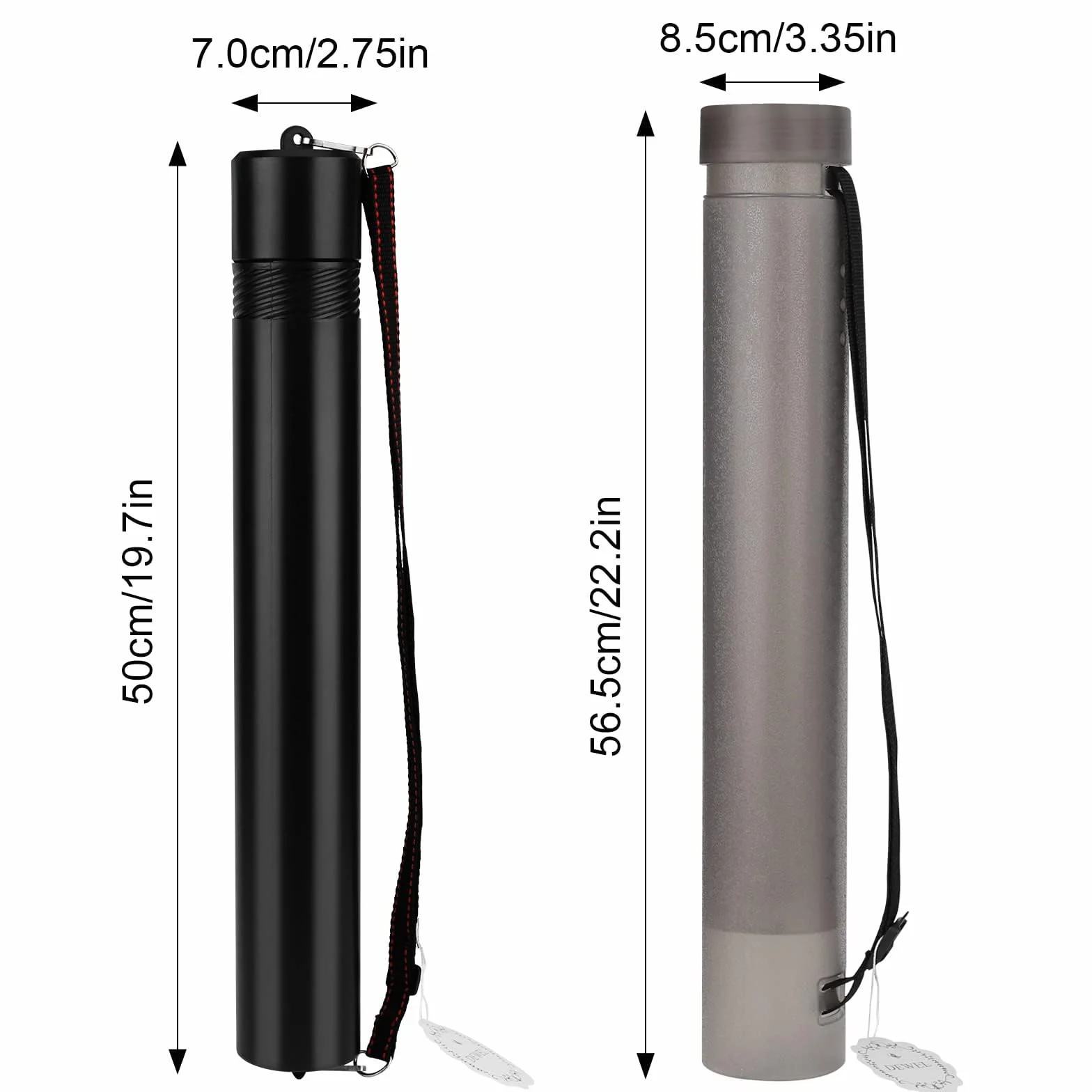 DEWEL Lot de 2 Tube Poster A0, Tube de Transport Télescopique pour Affiches, Plastique Durable, Longueur Réglable (Gris)