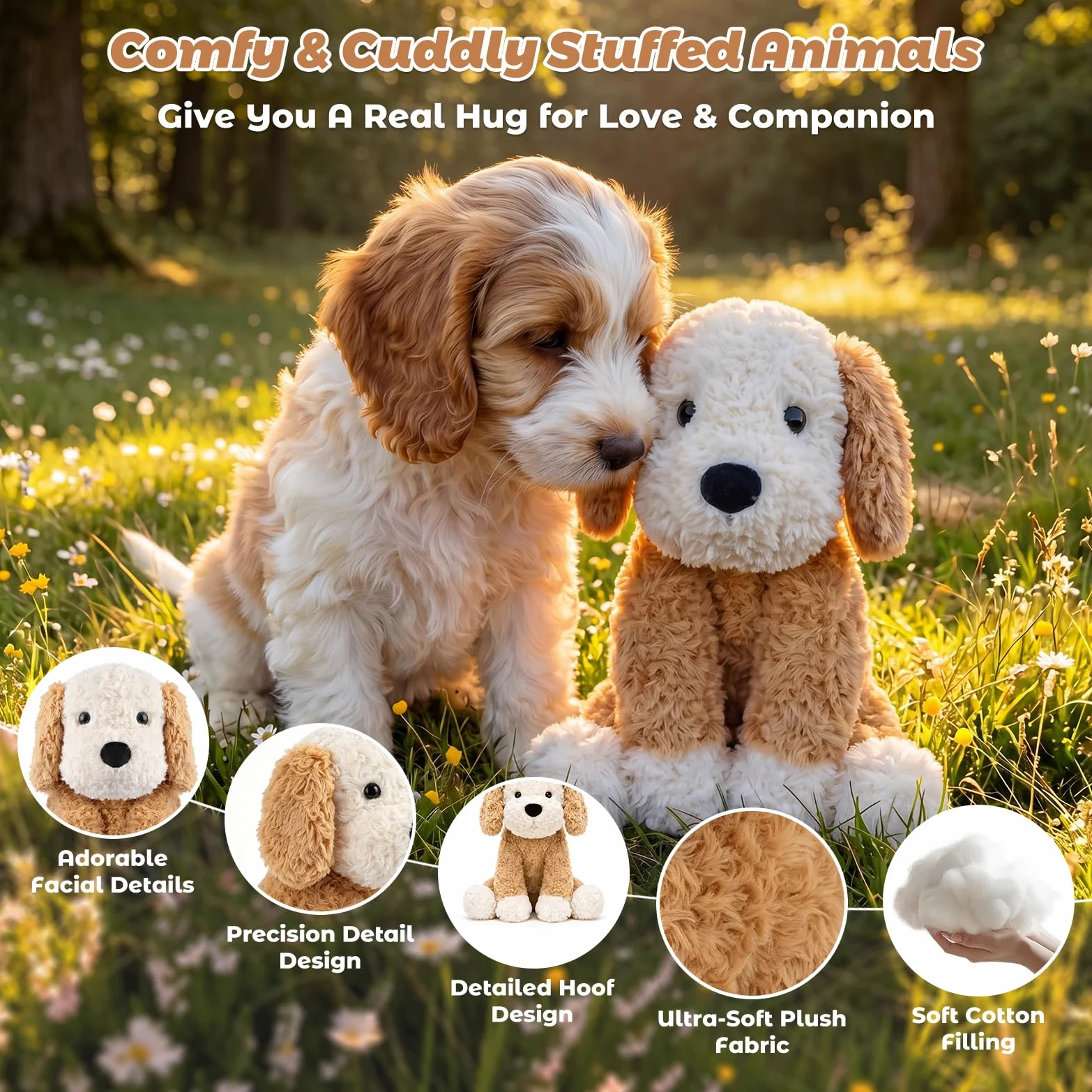 Bobbie & Laxi Oreiller en peluche lesté pour chien de 61 cm, 2 kg | Se pose debout ou à plat, les membres lestés offrent un soutien lombaire ; fausse fourrure douce pour bureau ou canapé