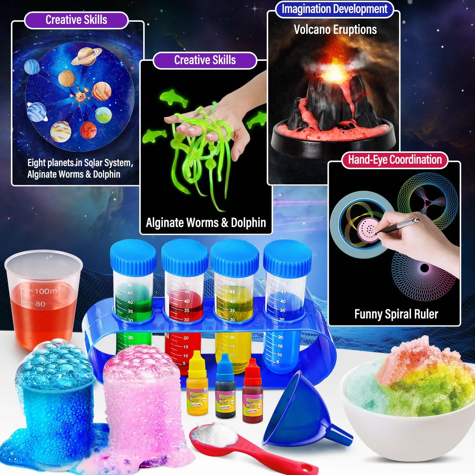 PATIFEED Kits Scientifiques Enfants 250+ Expériences Chimie Volcan Activités Manuelles