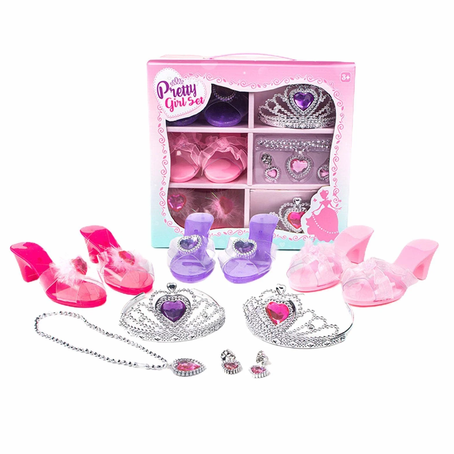 Princesse Chaussures Jeu Rôle Set avec Bijoux Fantaisie pour Filles 3-6 Ans