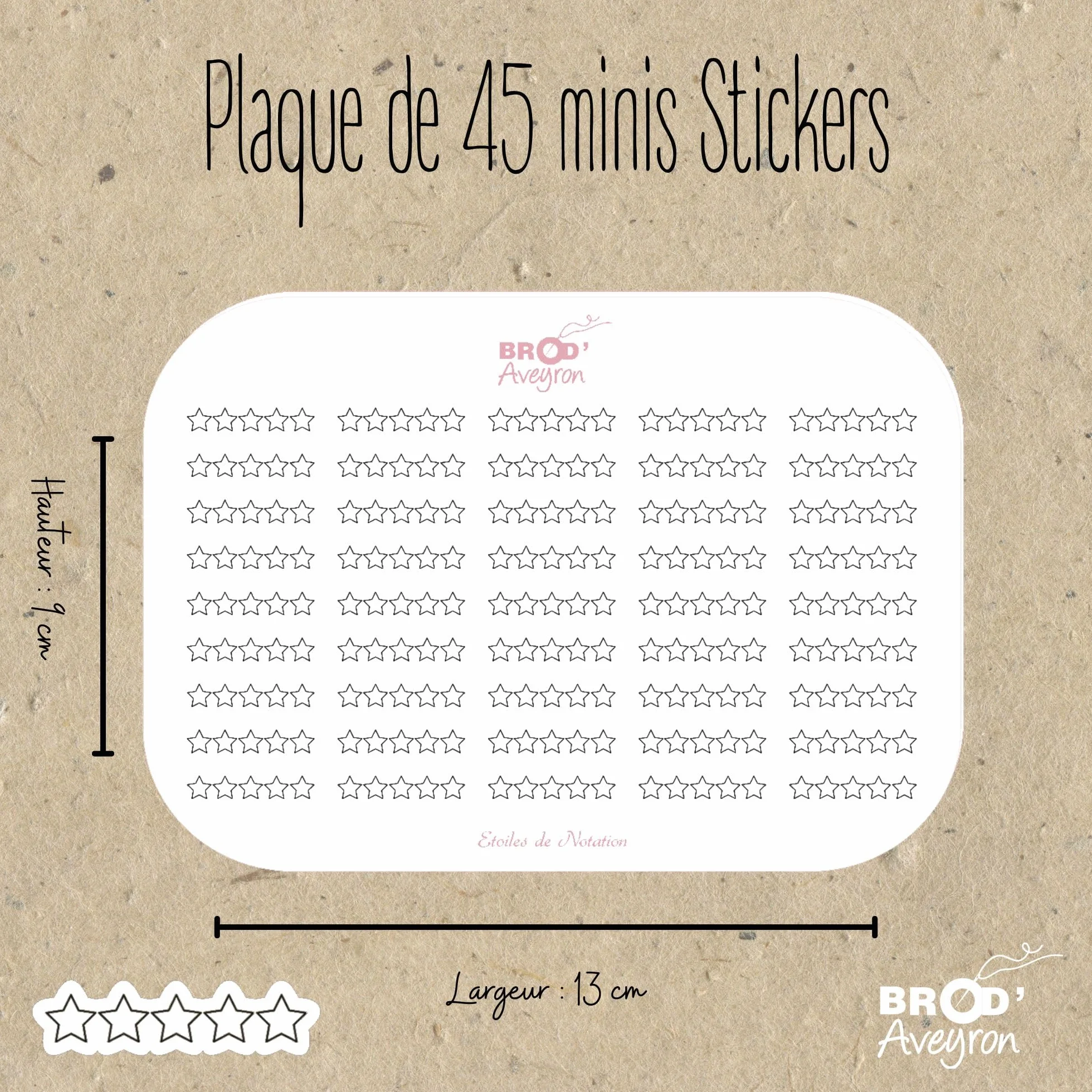 Lot de 2 plaques de 45 mini-Stickers Autocollants Etoiles de notation
