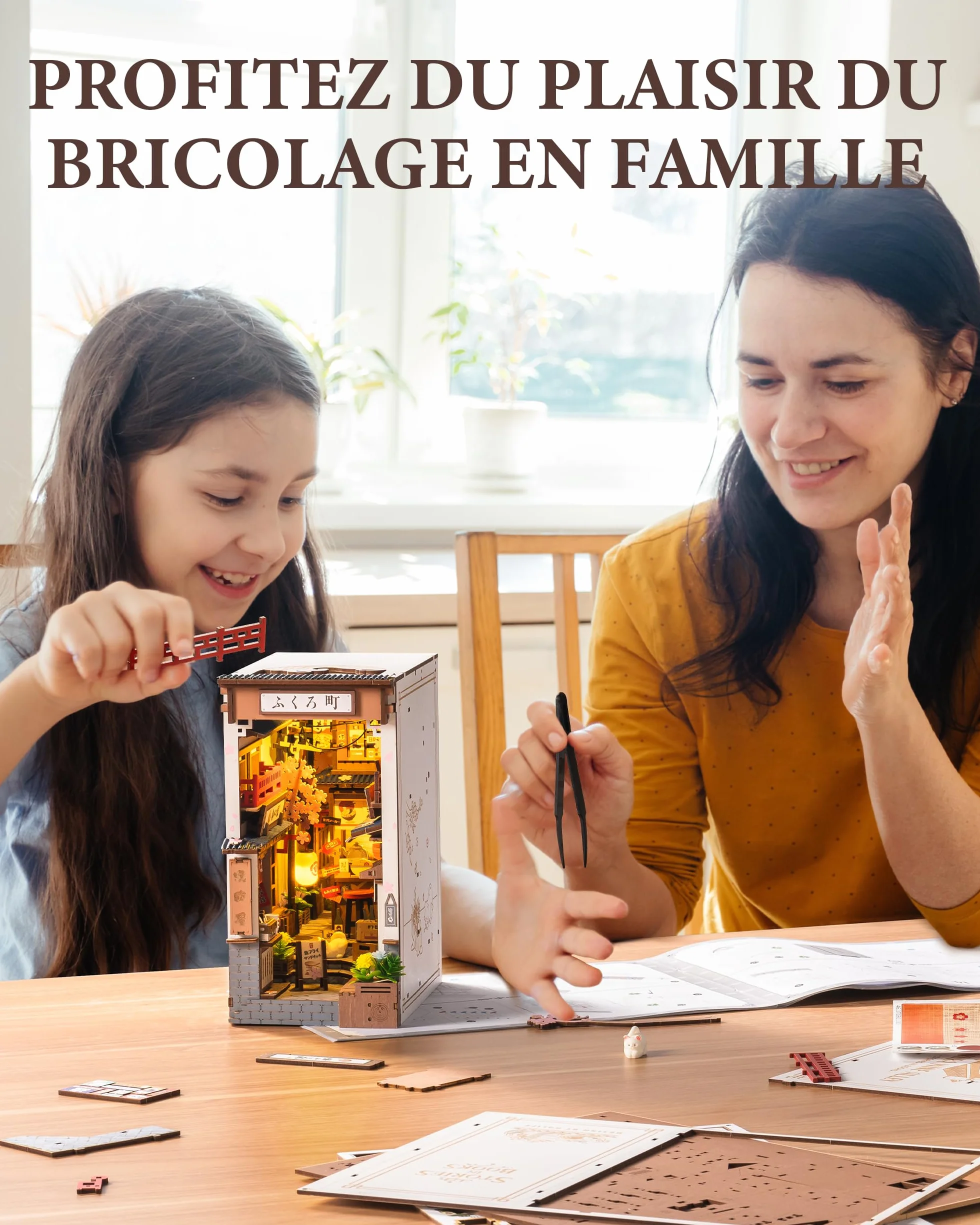 Rolife Book Nook DIY Maquette en Bois Adulte Lumières Allée des Vins de Sakura Puzzle 3D Miniature Maison Serre-Livres Diorama