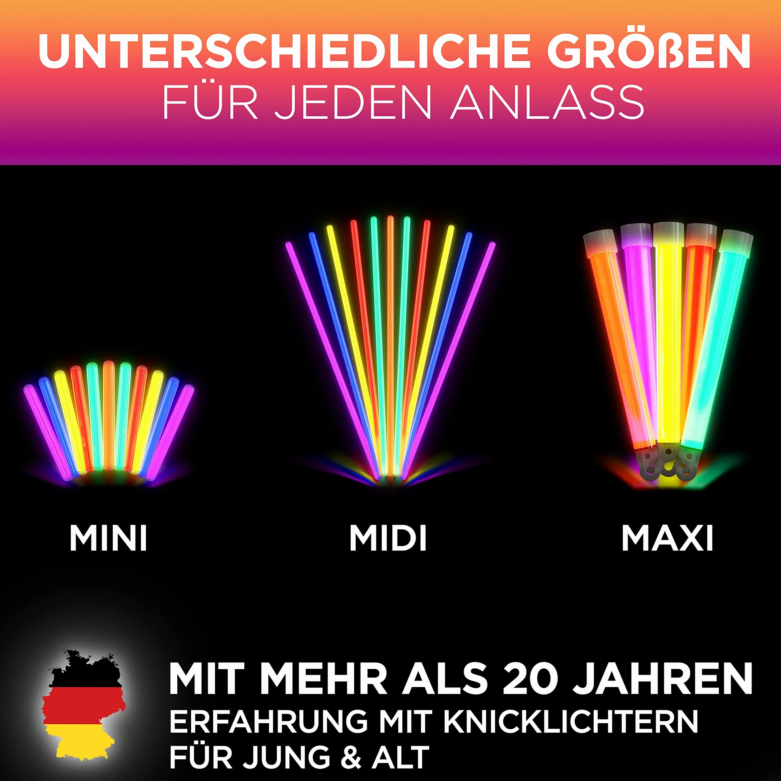 MolinoRC 50x Set de bracelets fluorescents lumineux 6 Couleurs Enfants Accessoires de fête avec connecteurs