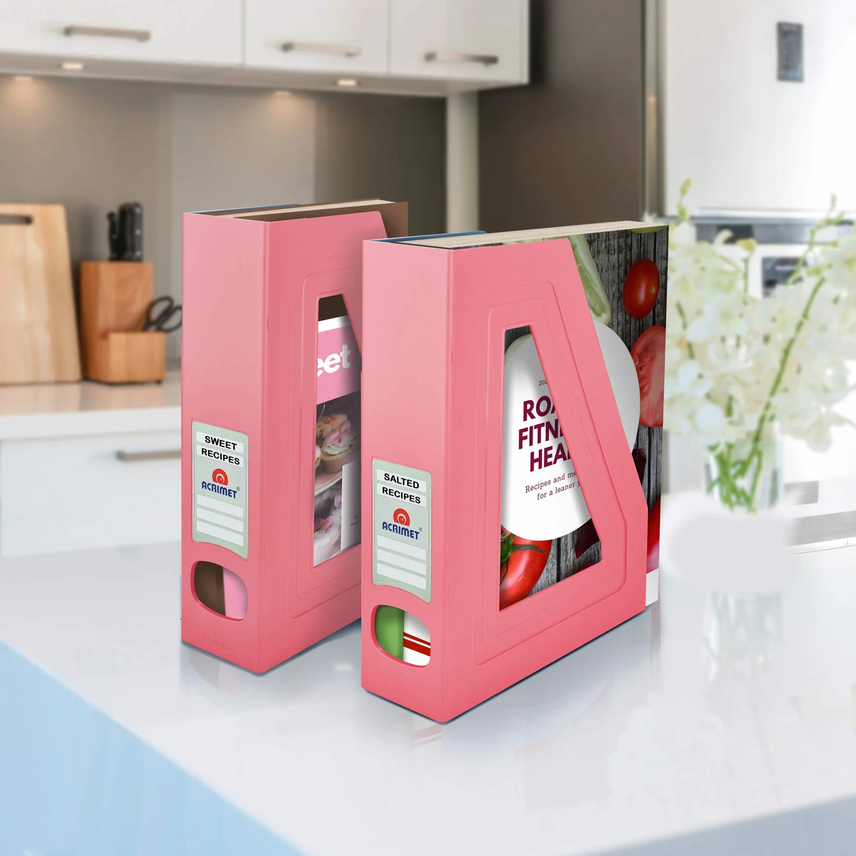 Acrimet Porte-Revues Support Durable Organisateur Dossiers Bureau Plastique Rose Lot de 2