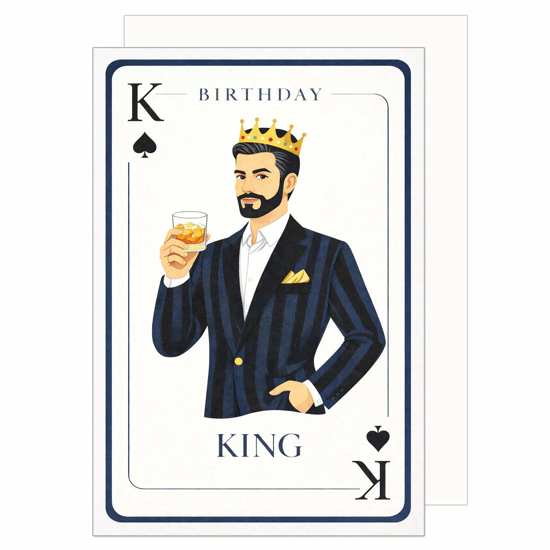 Edition Seidel Carte d'anniversaire avec enveloppe Happy Birthday pour homme ami king couronne drink elegant