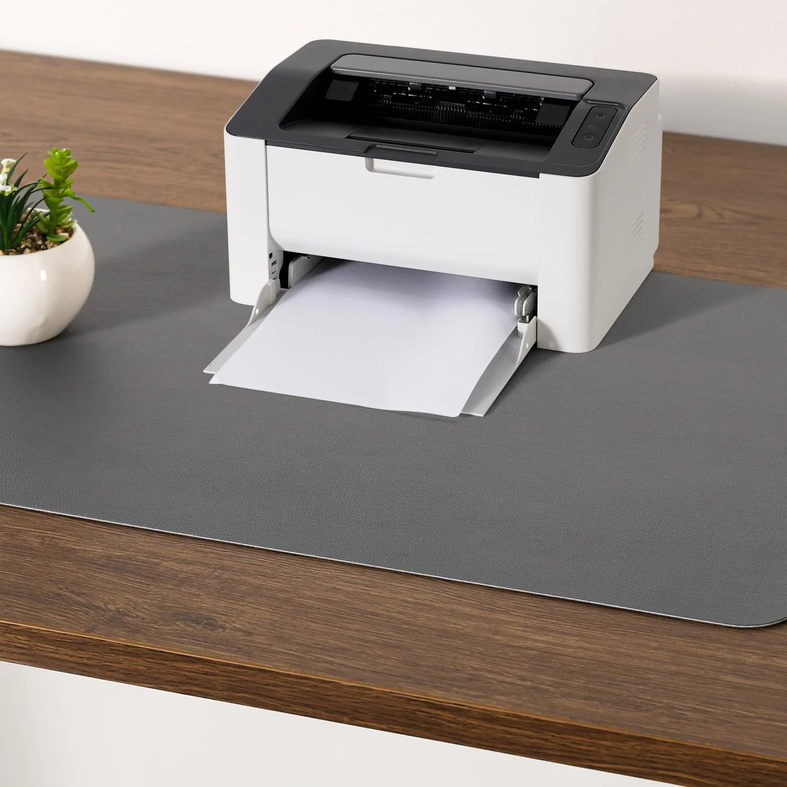 Sous-main Tapis de Bureau Antidérapant Double Face Cuir 43 x 90 cm Gris Jaune