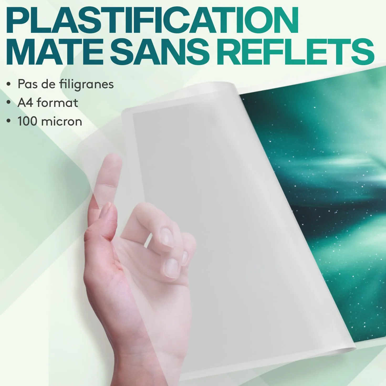 ACROPAQ Pochettes de plastification A4 mat 100 micron Anti-reflets Coins arrondis - Pack de 100