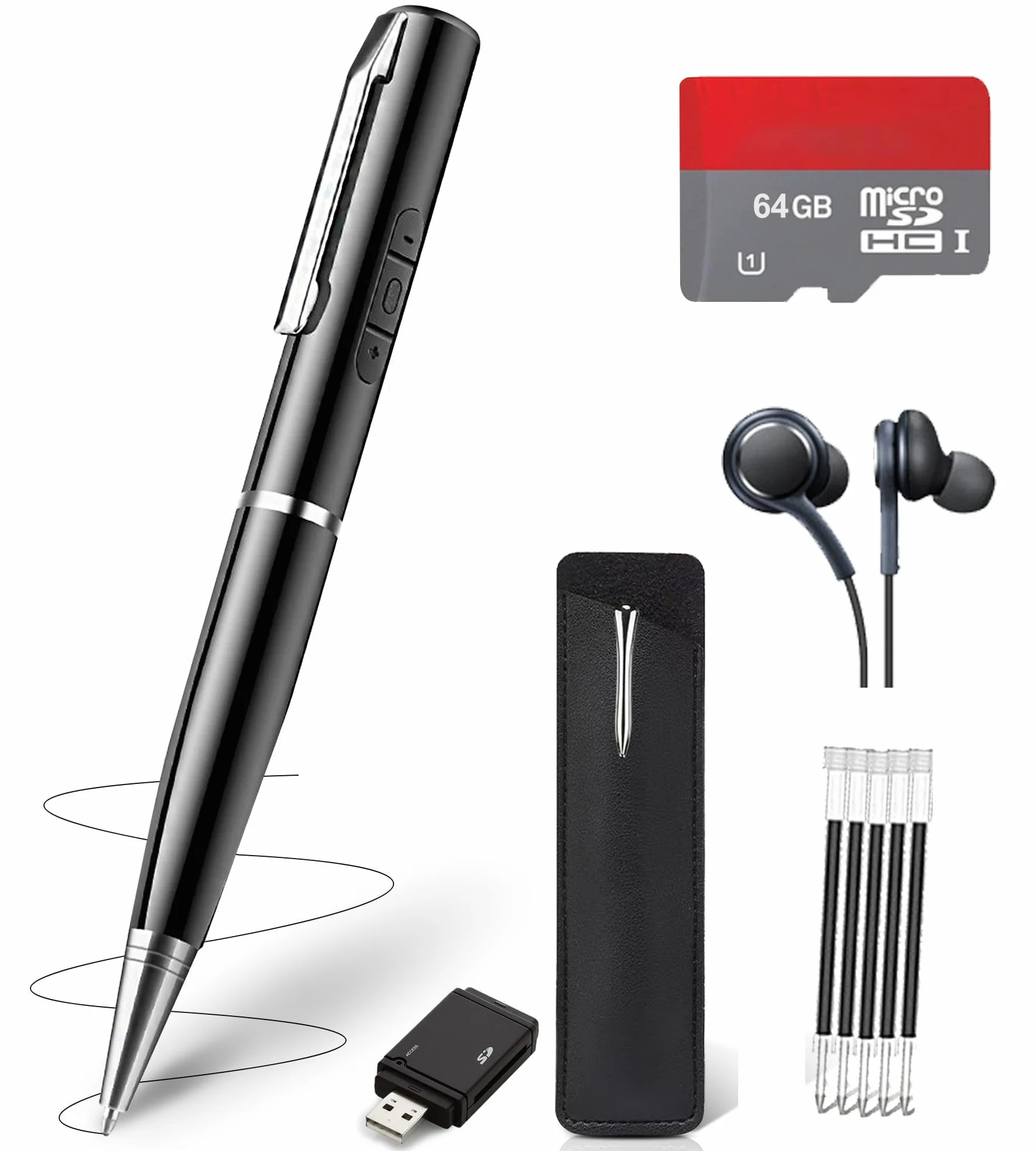 Enregistreur Vocal Numérique AI 64G avec Réduction du Bruit, Lecteur MP3 Intelligent pour Réunion, Cours, Conférences