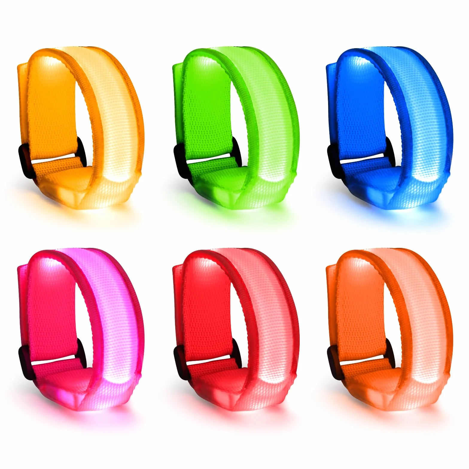 KATELUO 6 Pièces Bracelet LED Lumineux Concert Ajustable Clignotant Phosphorescent