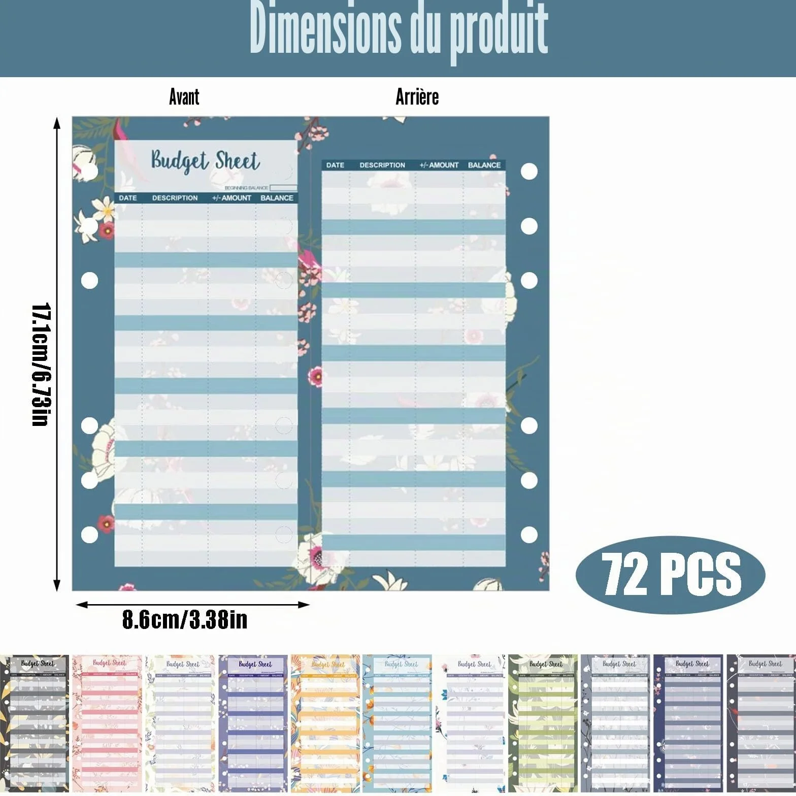 Planificateur de Budget A6 72 Feuilles Mensuel Recharges Papier 6 Trous Organisateur