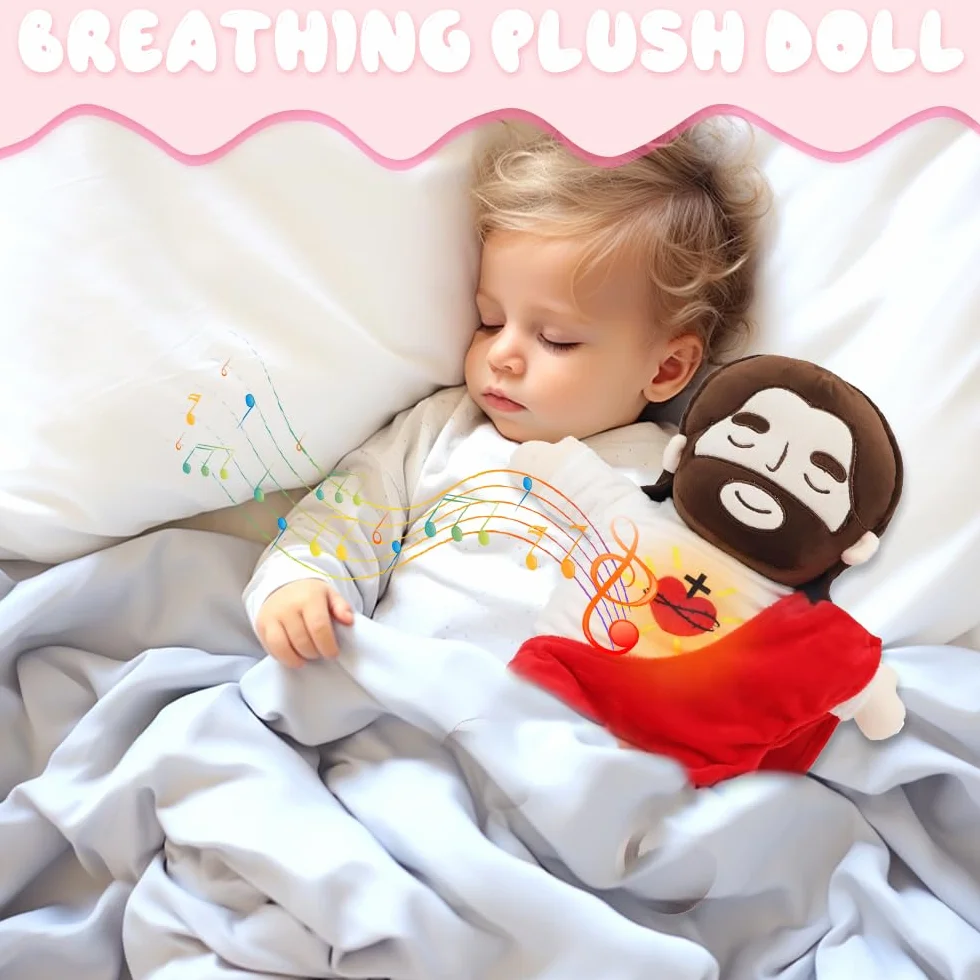Peluche Jésus Respirant 40 cm avec Musique et Lumières