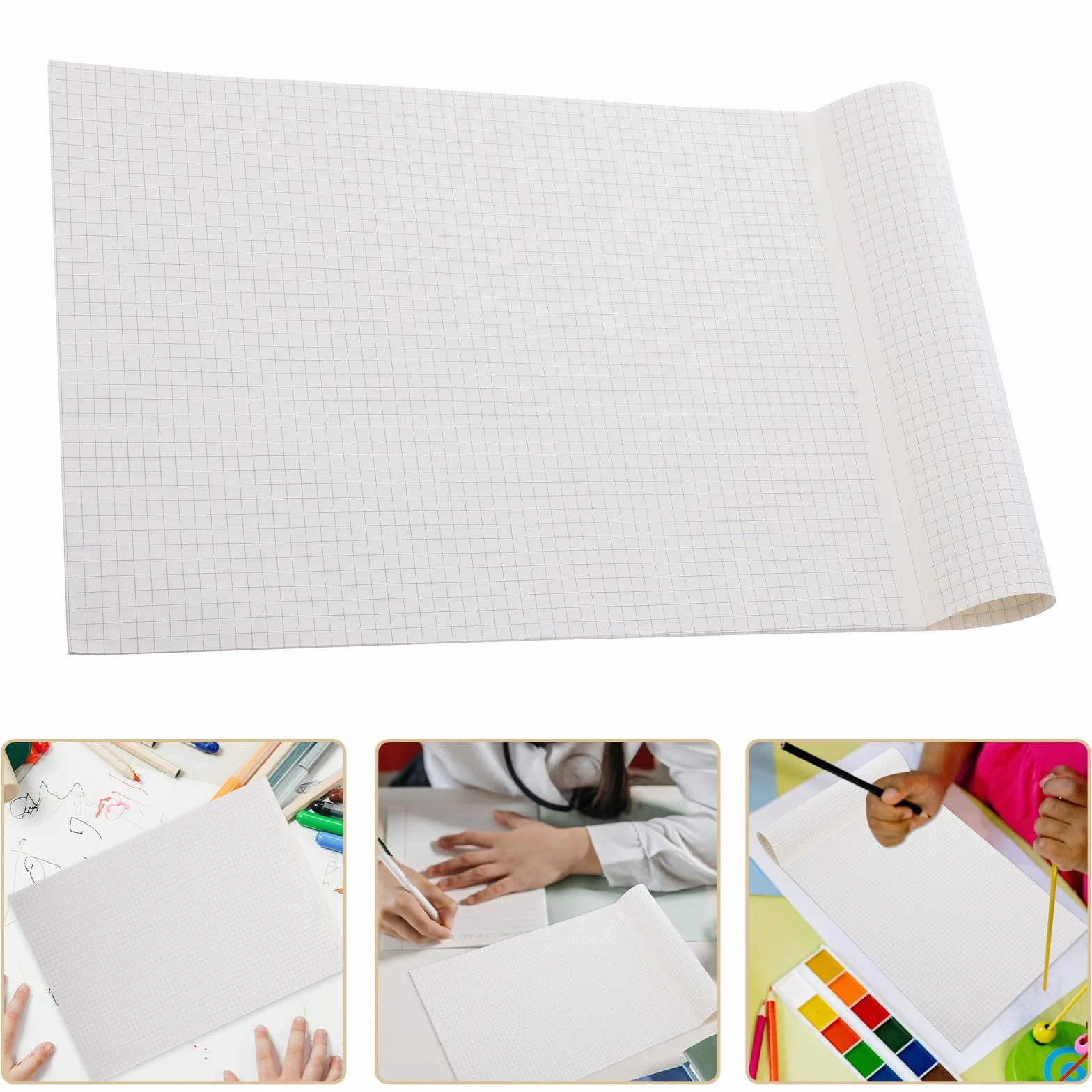 Bloc de Papier Millimétré Épais 40 Feuilles Grand Format pour Dessin et Écriture Scolaire
