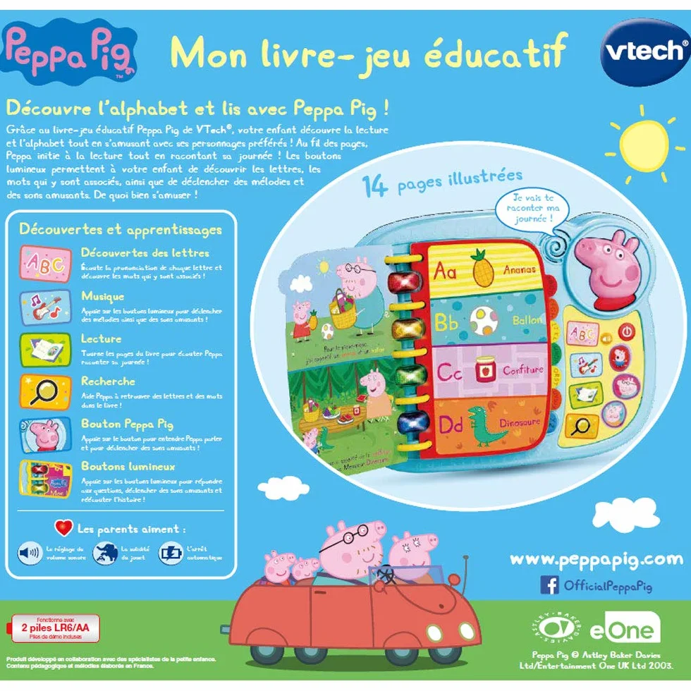 VTech Peppa Pig Mon Livre-Jeu Éducatif – Livre Enfant 18 Mois – 5 Ans – Français