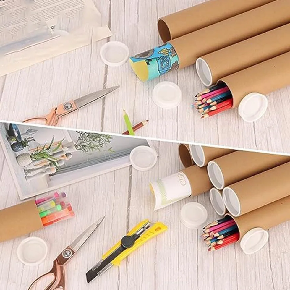 Tubes d'expédition en carton 5,1 x 30,5 cm Lot de 12 avec capuchons