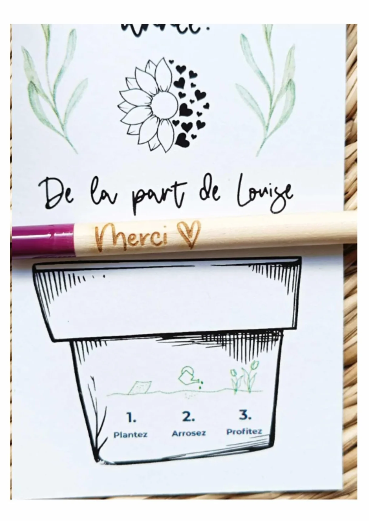 Crayon à planter Merci Tournesol Lavande Coquelicot Cadeau Maîtresse Atsem Nounou