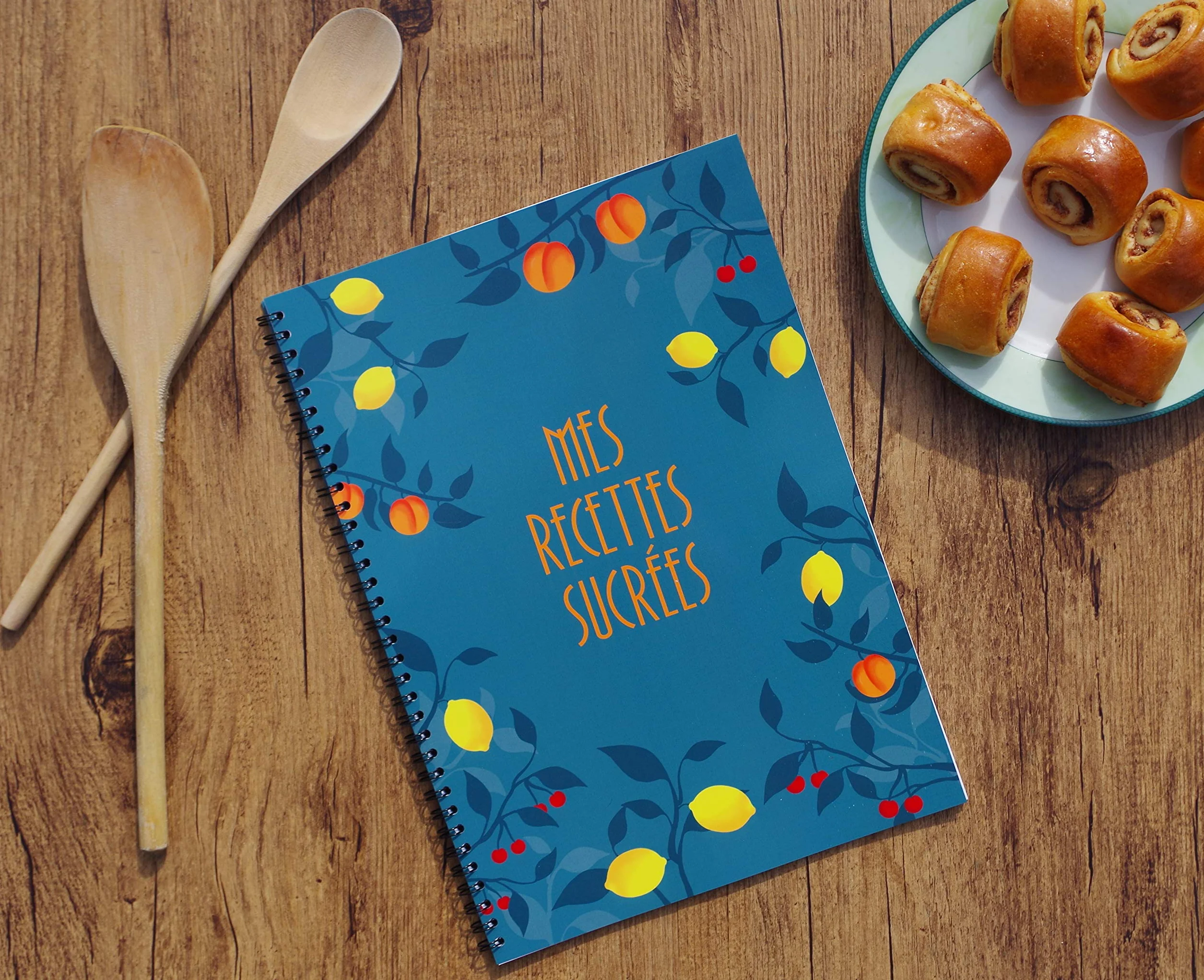 Cahier de Recettes Salées et Sucrées A4 Spirale, 60 Fiches Vierges