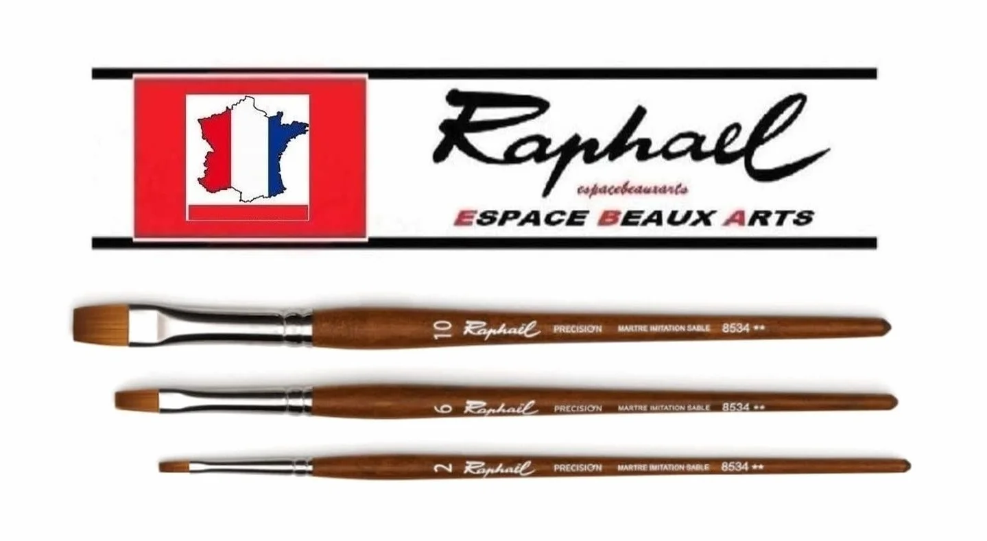 Raphael Pinceau Plat Série 8534 Imitation Martre Sable Set 3pcs No. 2, 6, 10 pour Aquarelle